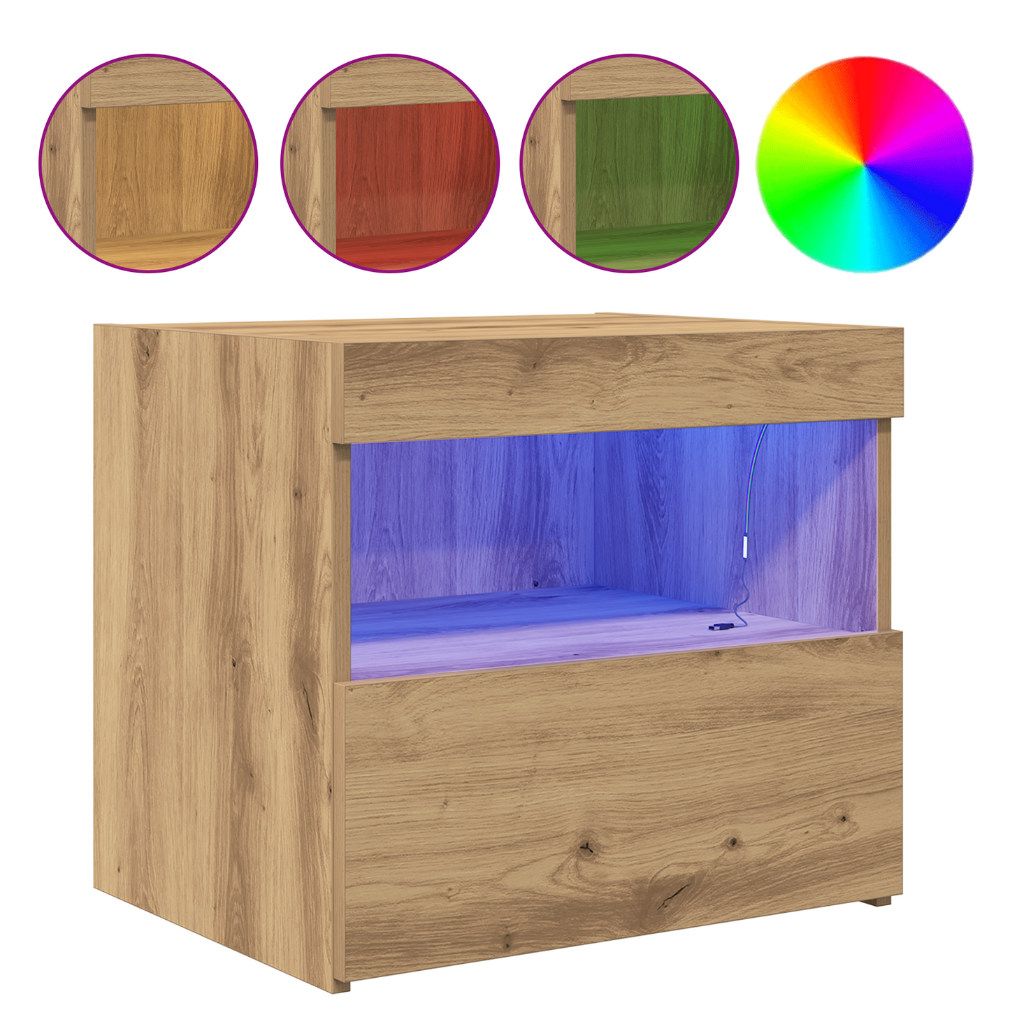 Natbord Med Led Lys 2 Stk Artisan Eg 50X40X45 Cm