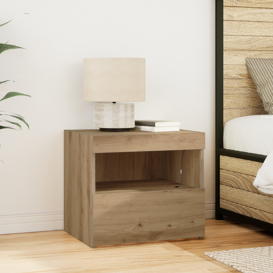 Natbord Med Led Lys 2 Stk Artisan Eg 50X40X45 Cm