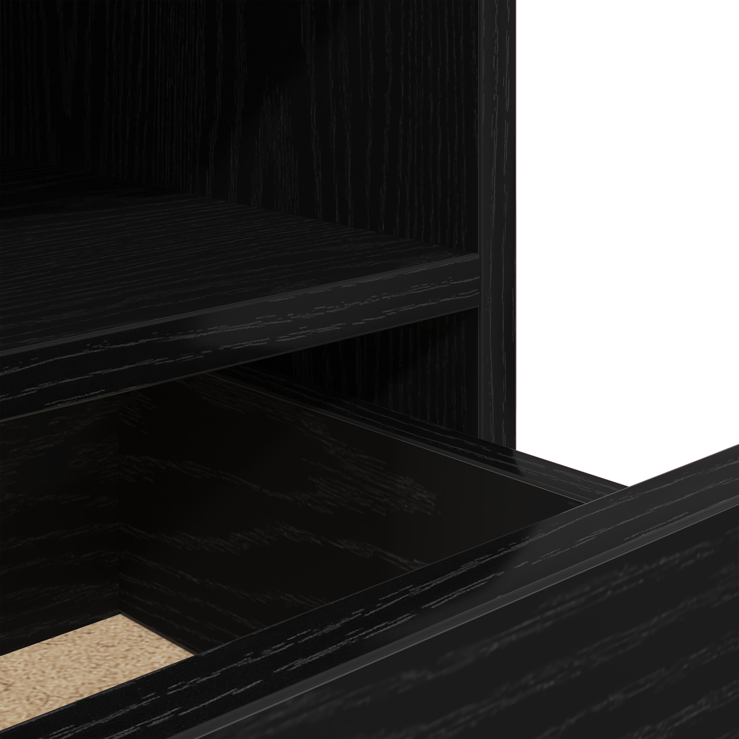 Sengbord Med Led-Lys Sort Eg 40X39X48,5 Cm