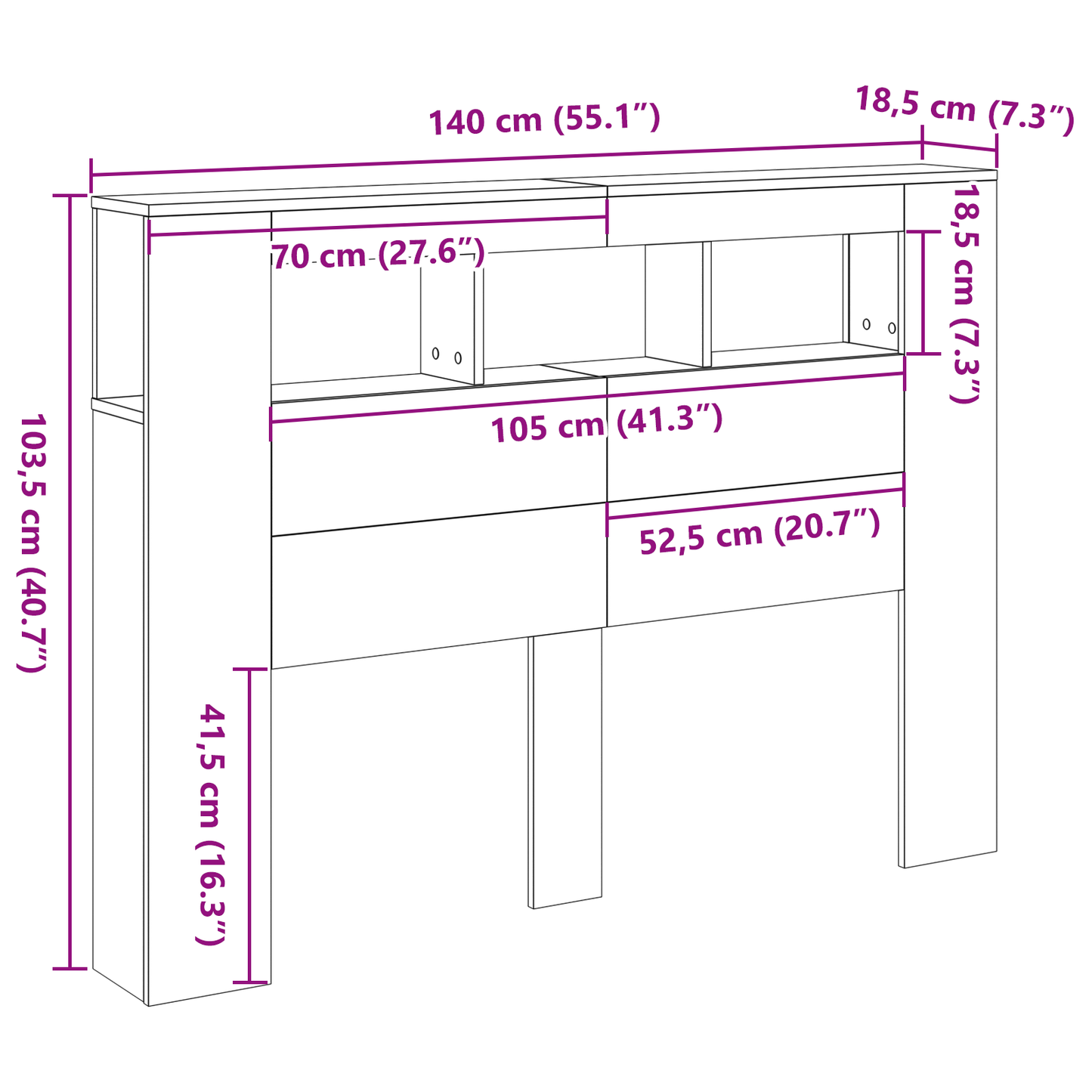 Led Hovedgærde Sort Eg 140X18,5X40 Cm Konstrueret Træ