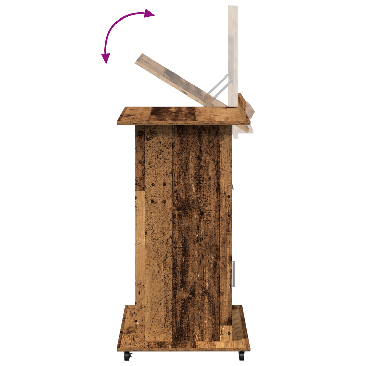 Podium Med Skuffe Gammelt Træ 55 X 55 X 107 Cm Konstrueret Træ