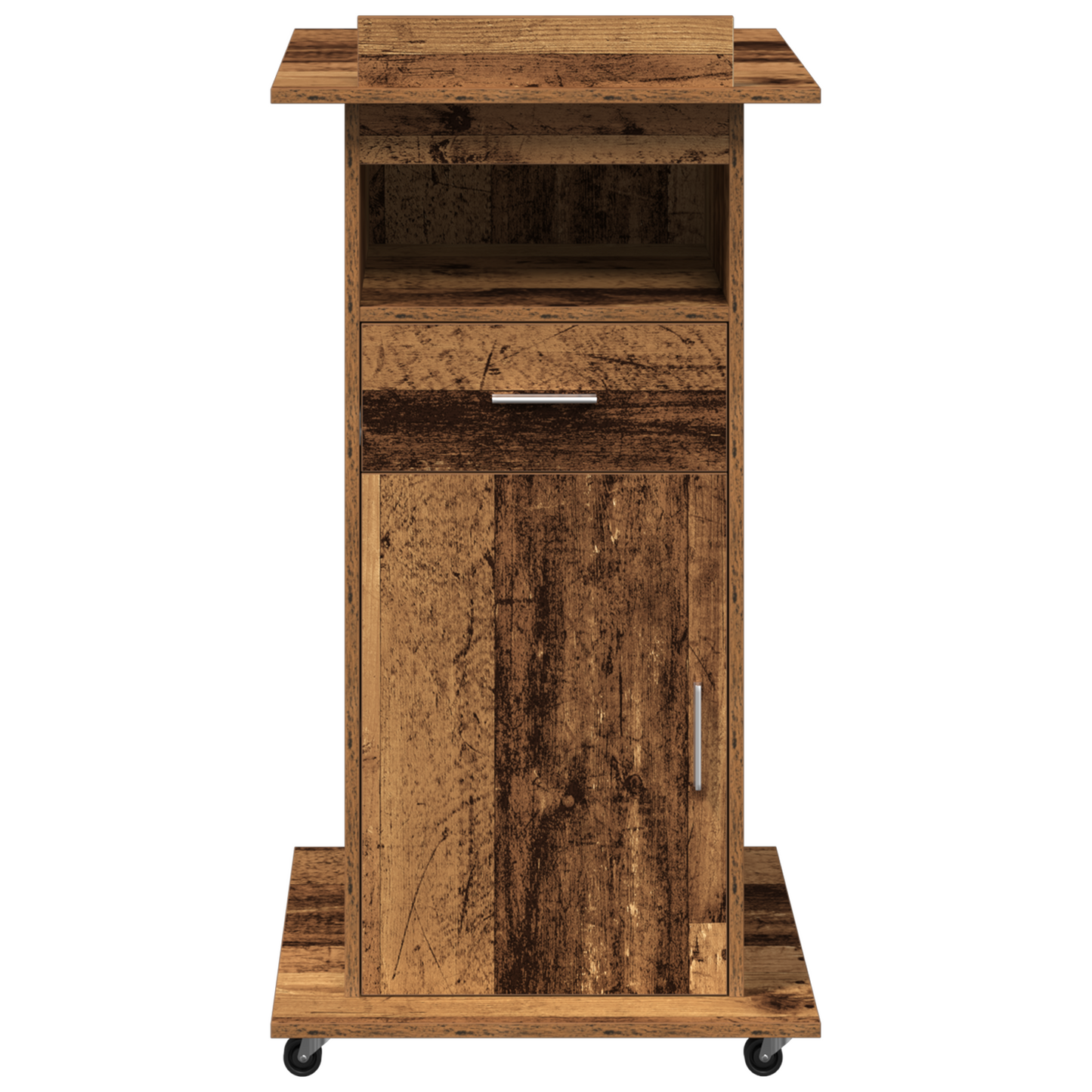 Podium Med Skuffe Gammelt Træ 55 X 55 X 107 Cm Konstrueret Træ