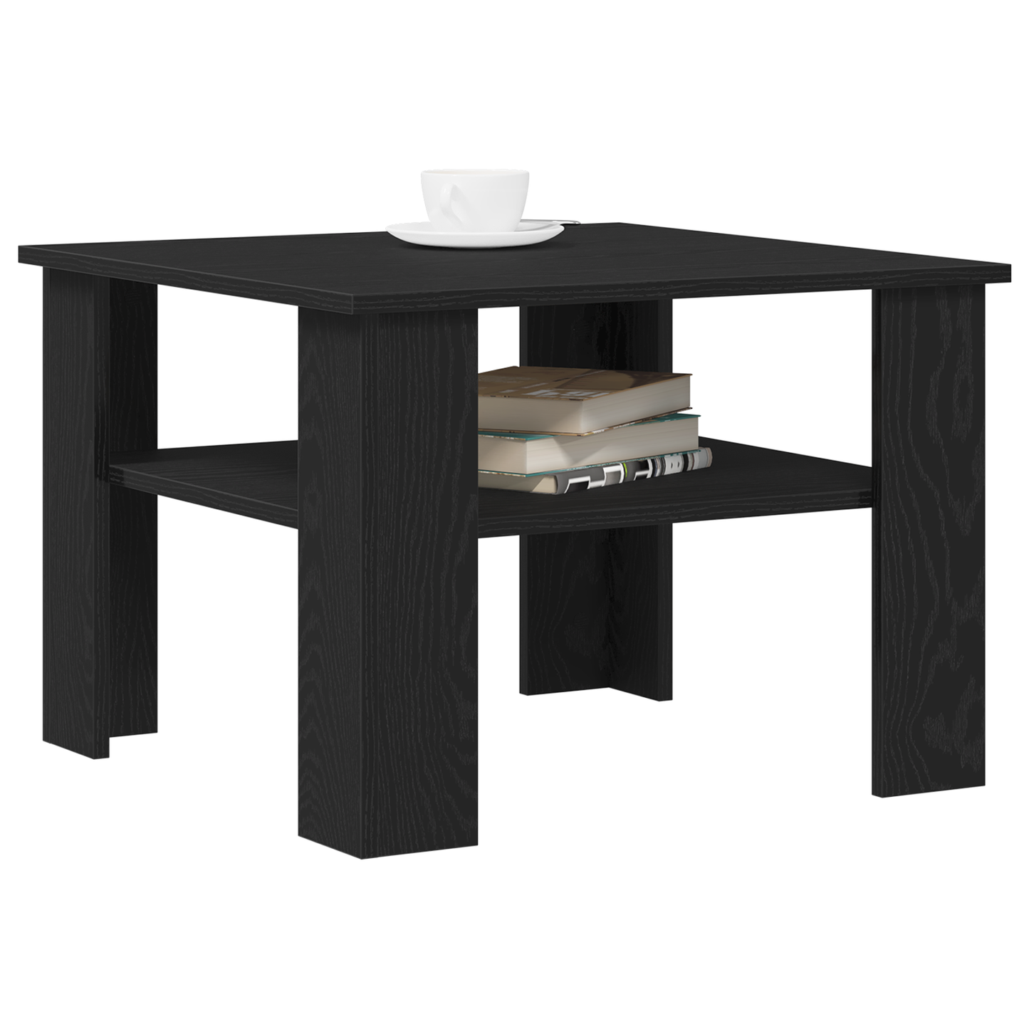 Kaffebord I Sort Eg 60X60X42 Cm - Konstrueret Træ