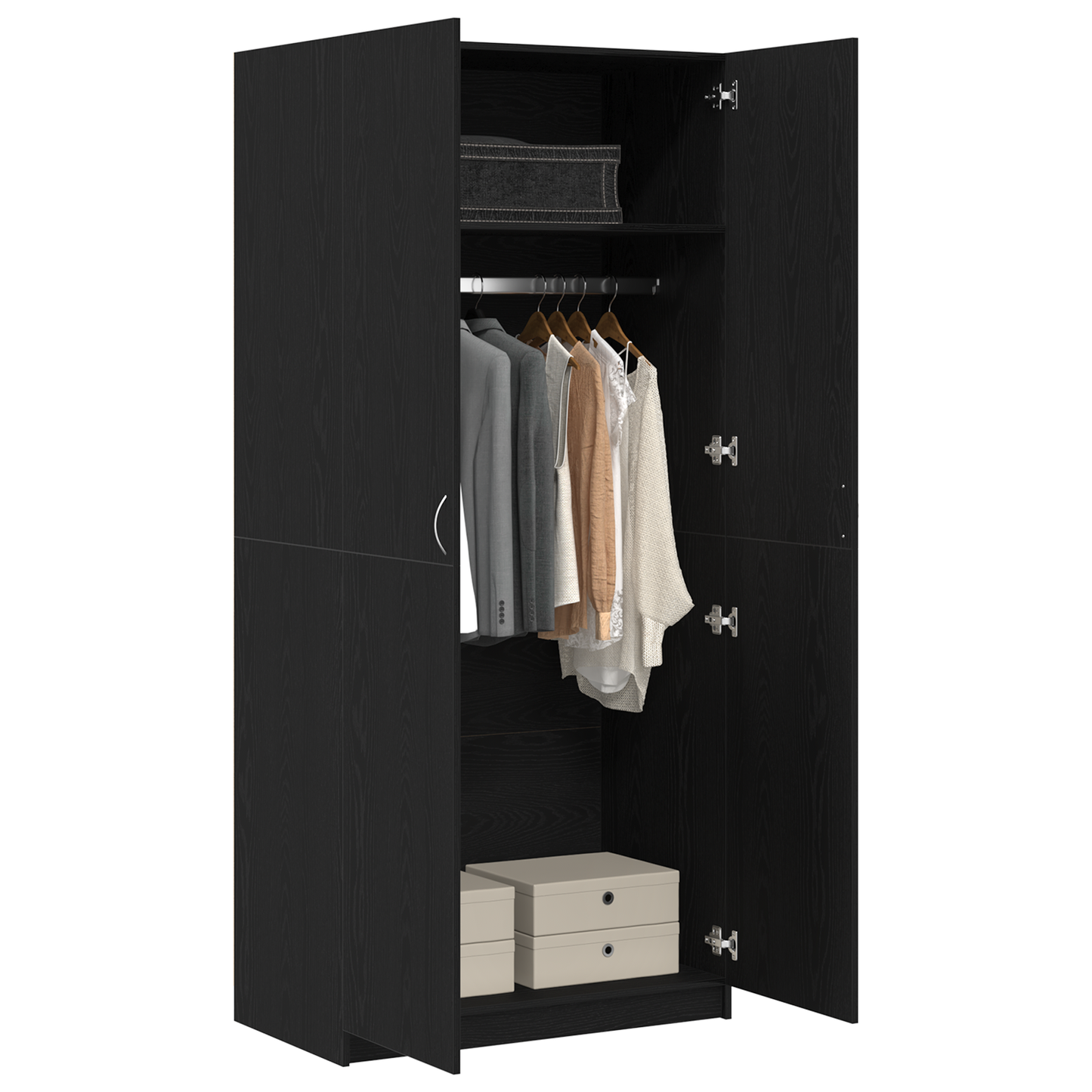 Garderobe Sort Eg 90X52X200 Cm Træ
