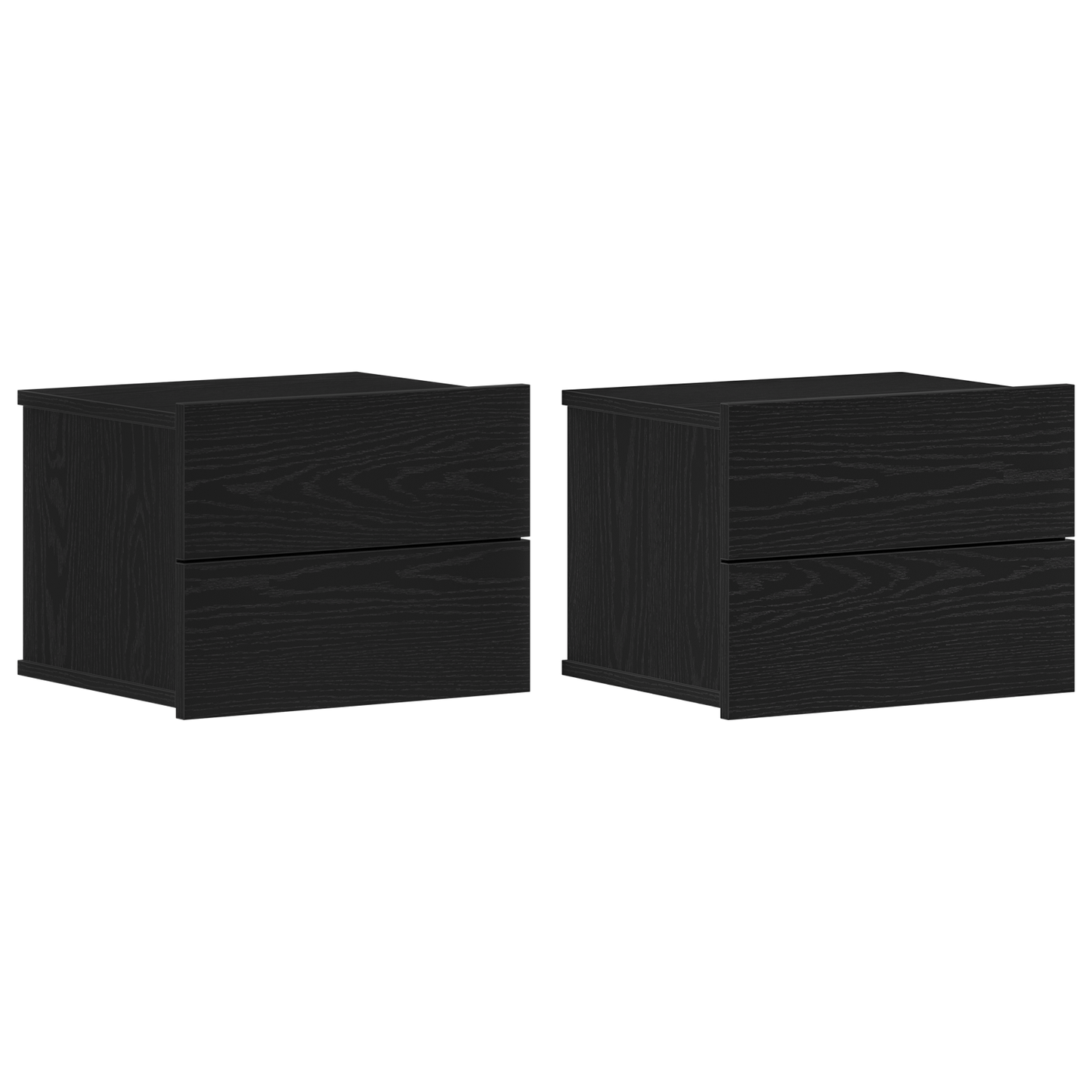Natborde 2 Stk Sort Eg 40X30X30 Cm Konstrueret Træ