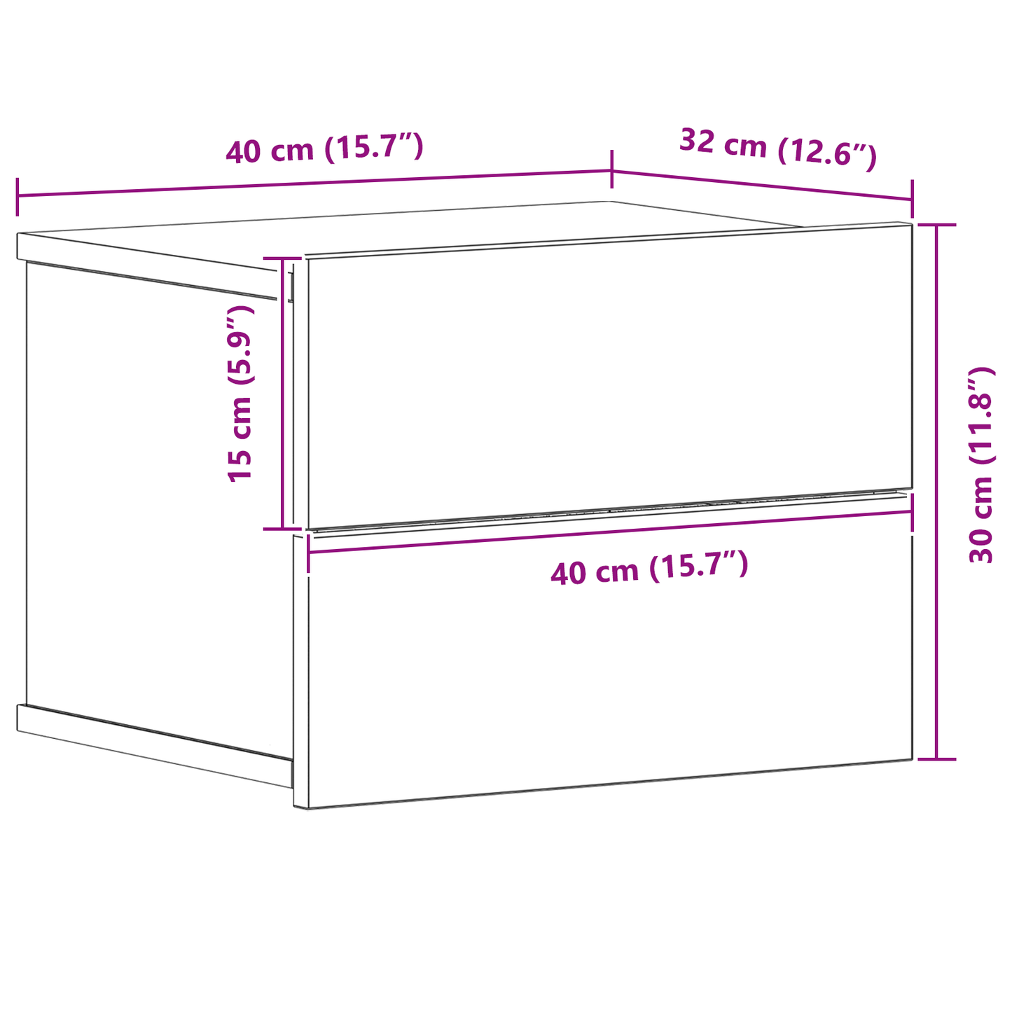 Natborde 2 Stk Sort Eg 40X30X30 Cm Konstrueret Træ