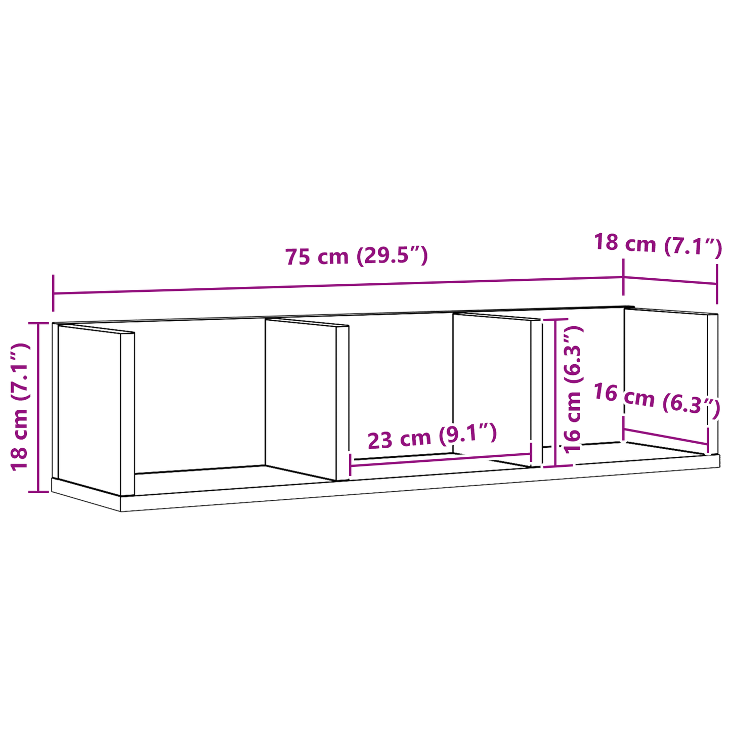 Cd-Hylde I Sort Eg 75X18X18 Cm I Konstrueret Træ