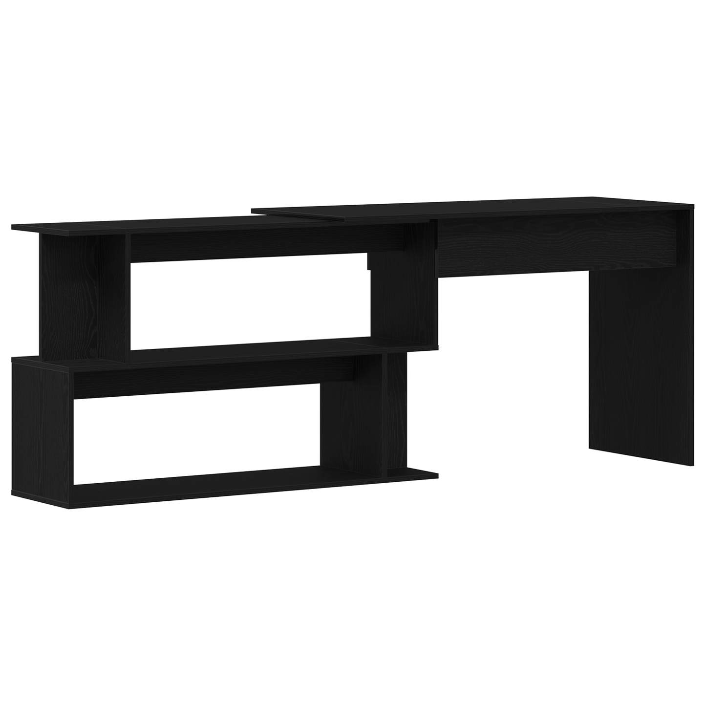 Skrivebord Sort Eg 200X50X76 Cm Konstrueret Træ