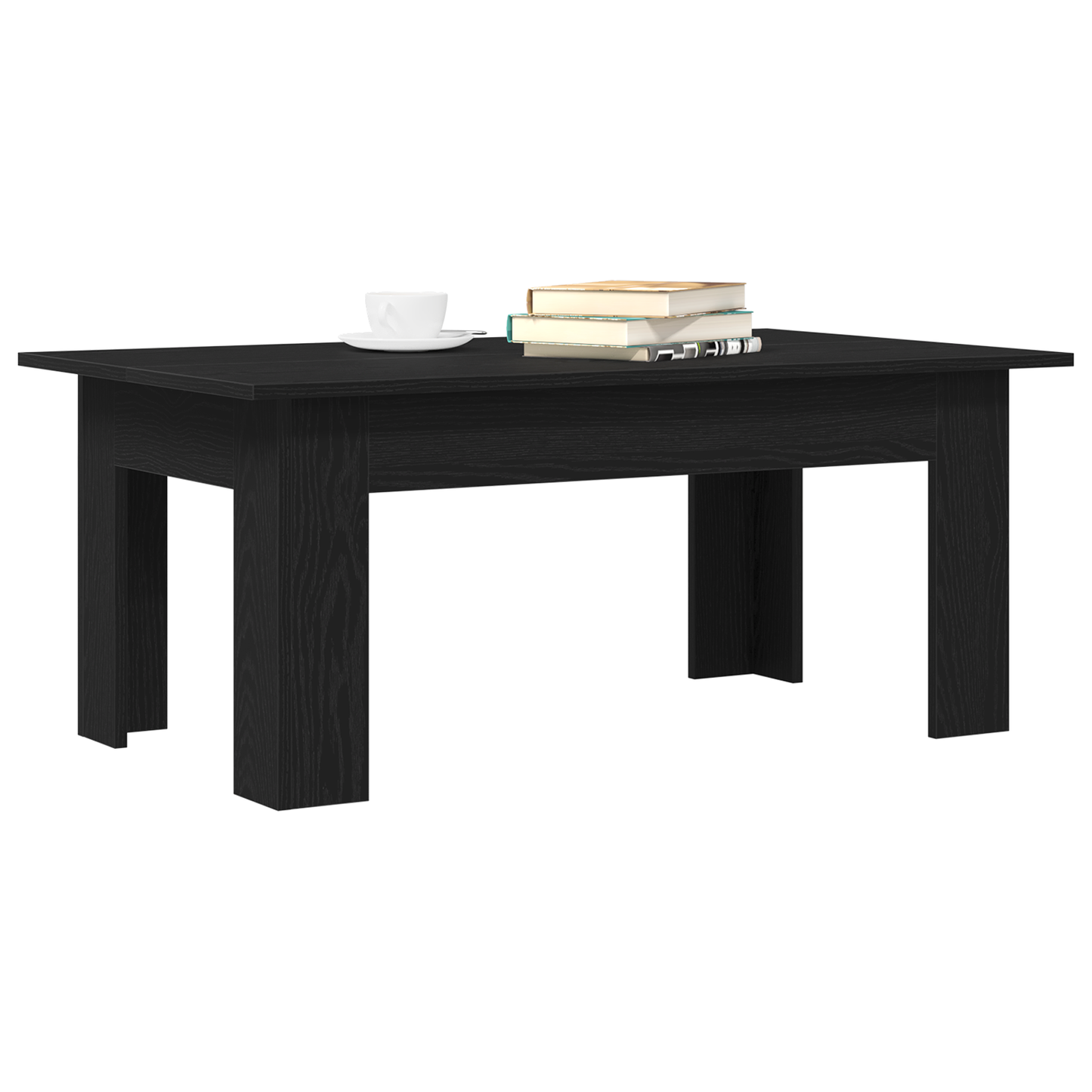 Sofabord I Sort Egetræ 100X60X42 Cm Lavet Af Konstrueret Træ