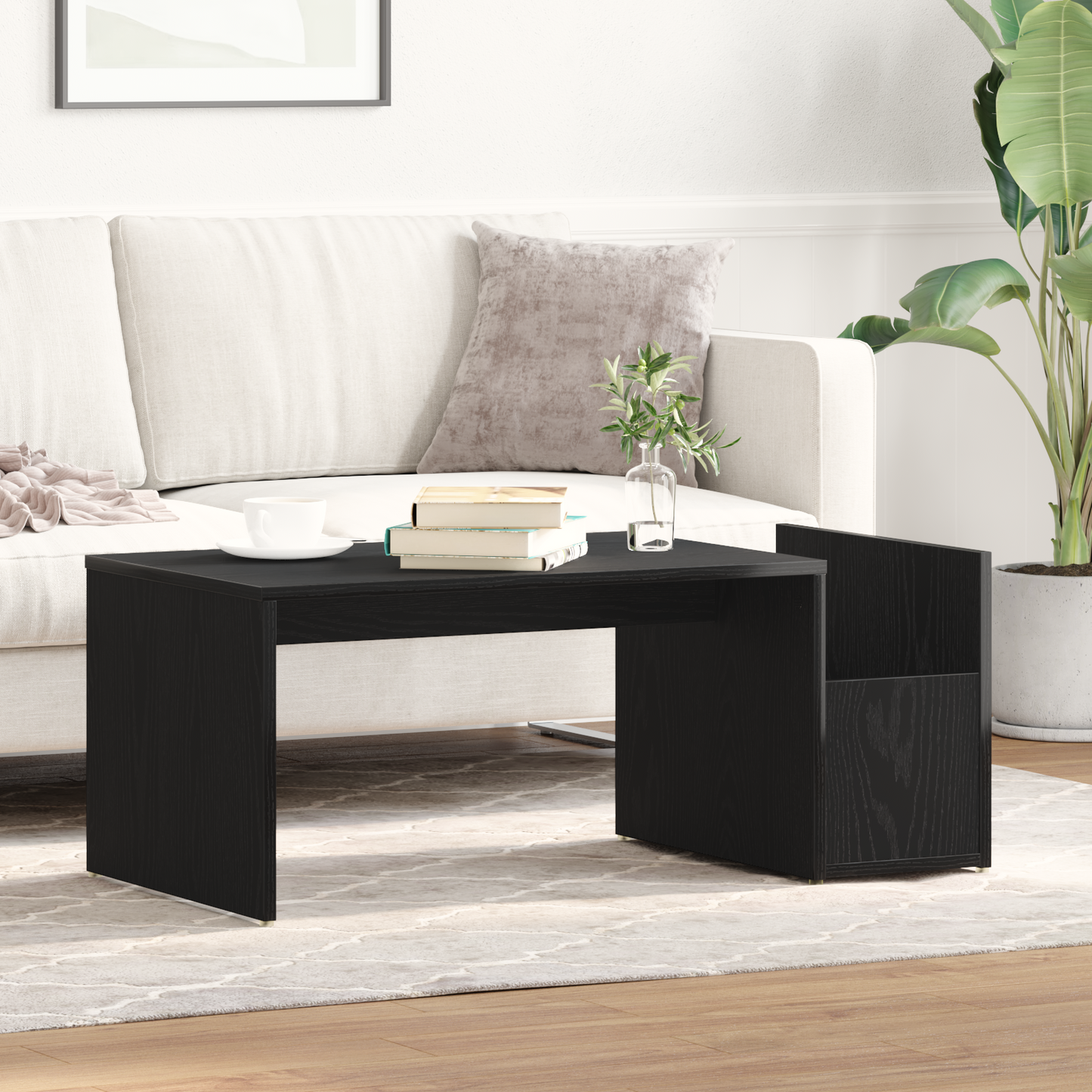 Kaffebord Sort Eg 90X45X35 Cm Ingeniørtræ