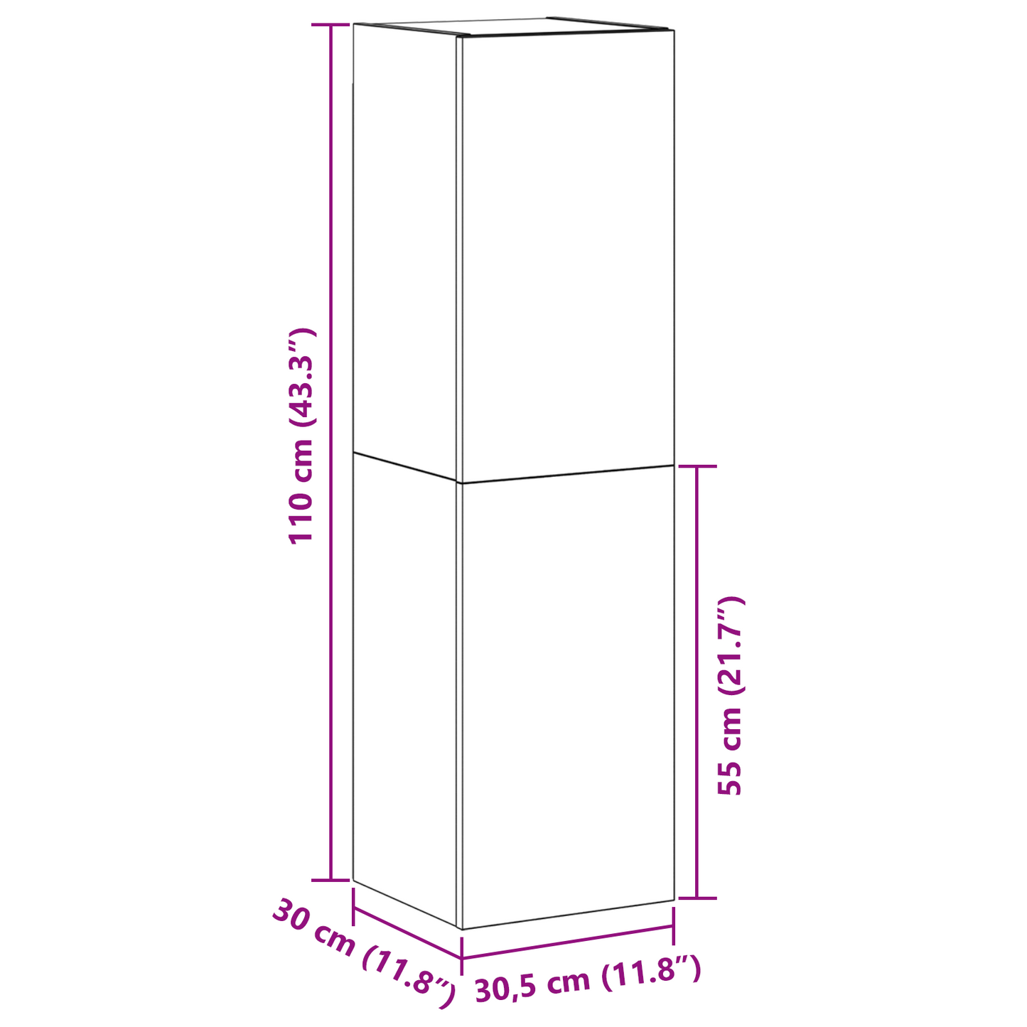 Væghængt Tv Skab Sort Eg 30.5 X 30 X 110 Cm Konstrueret Træ