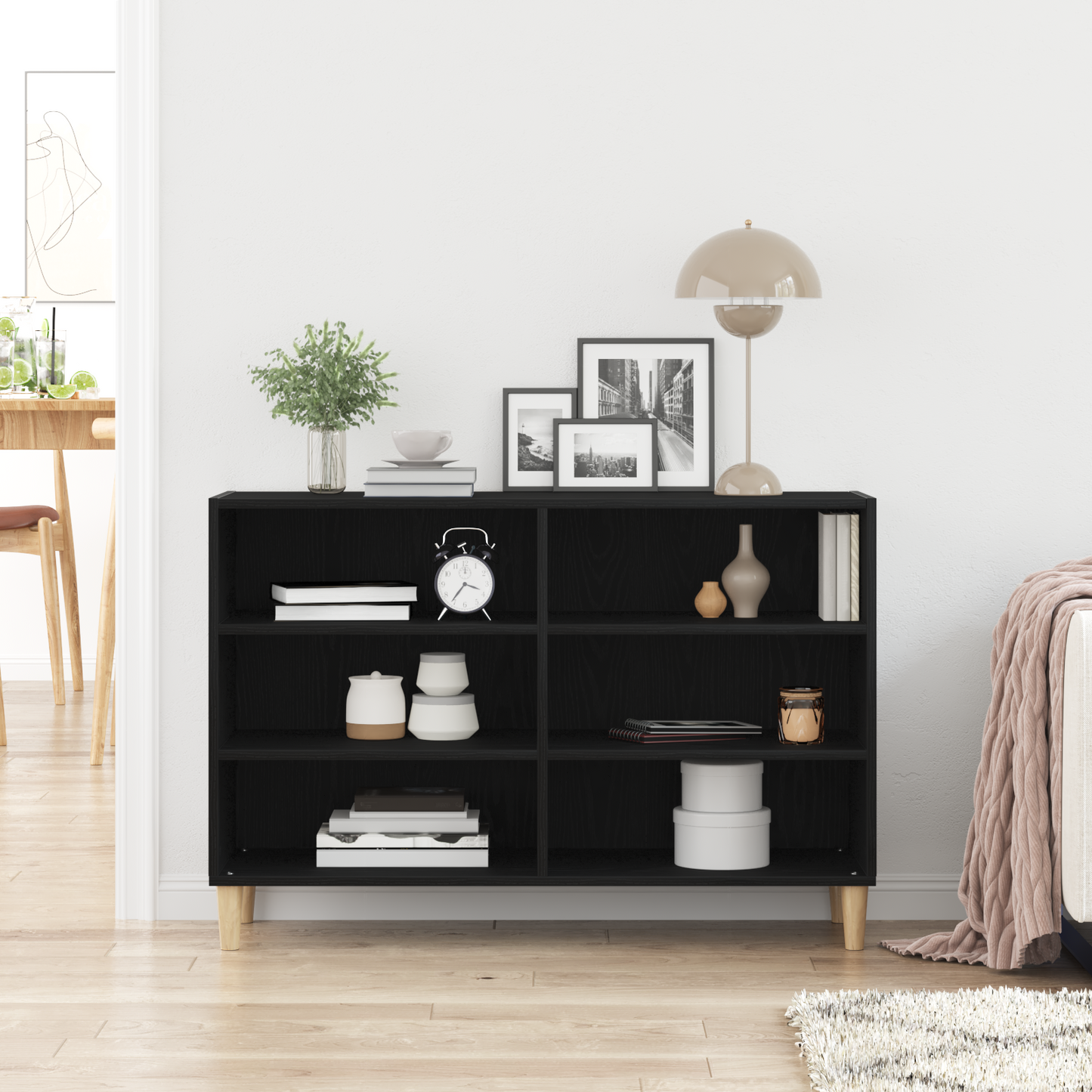 Sideboard Sort Egetræ Solidt Egetræ 103,5 X 35 X 70 Cm Sideboard