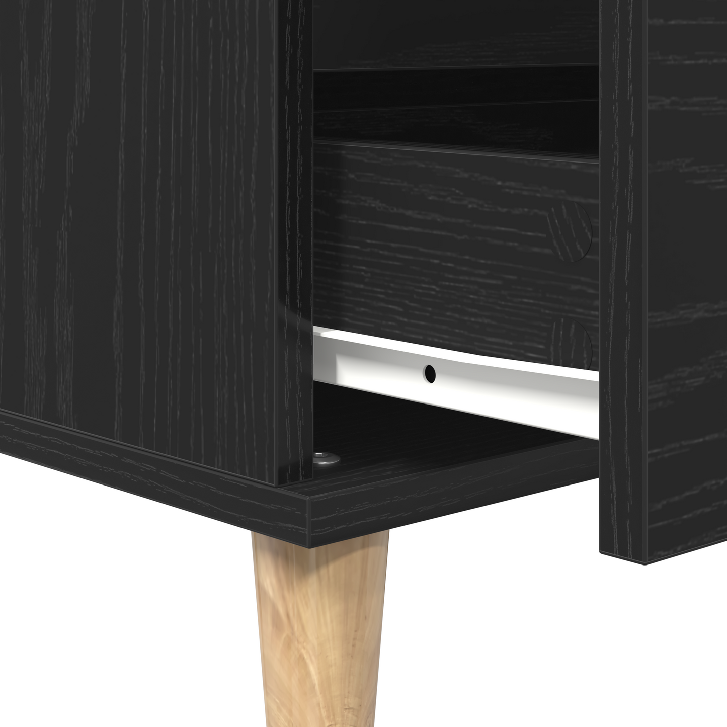 Skænk Med Skuffe Sort Eg 60 X 35 X 70 Cm Konstrueret Træ