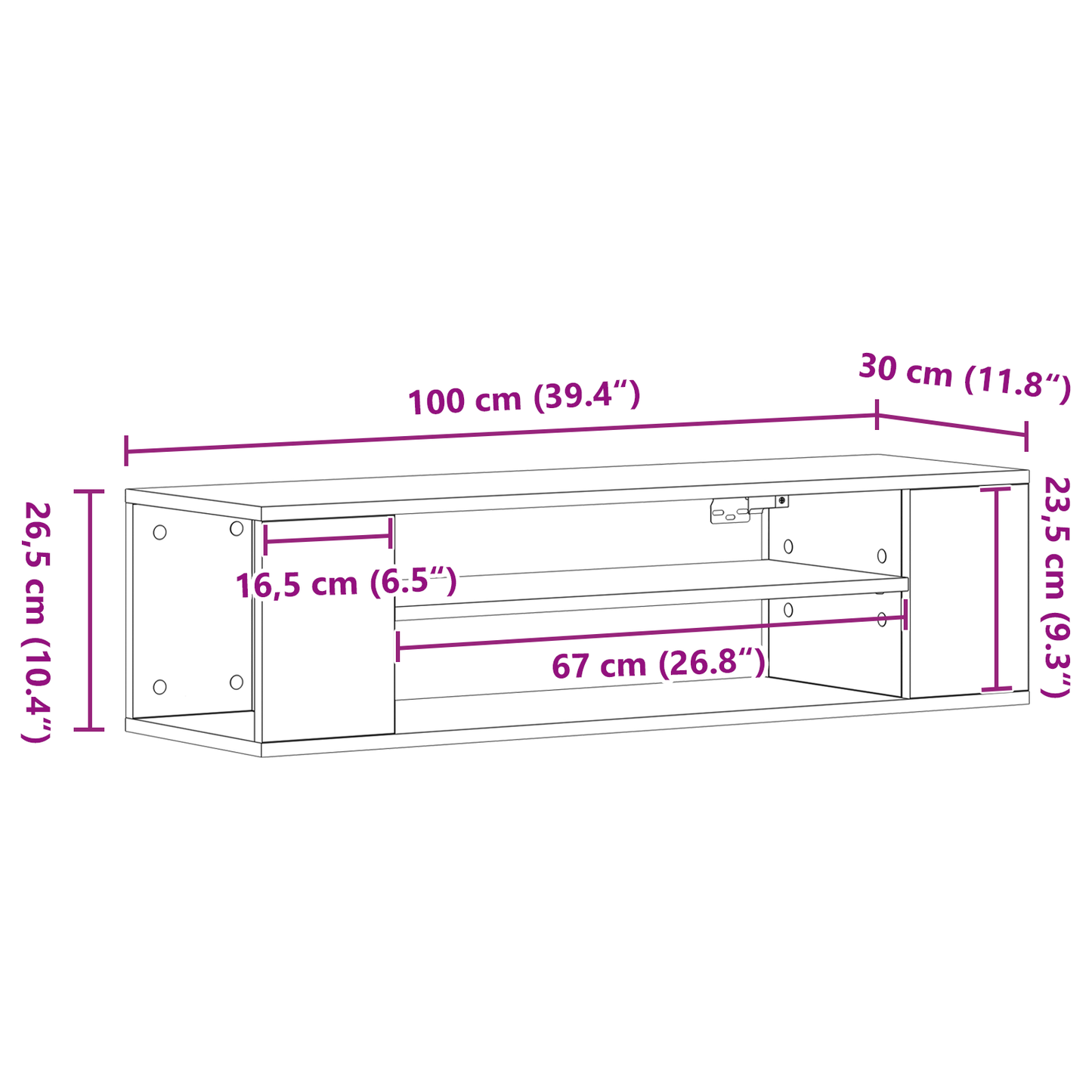 Tv-Skab Sort 100 X 30 X 26.5 Cm Konstrueret Træ