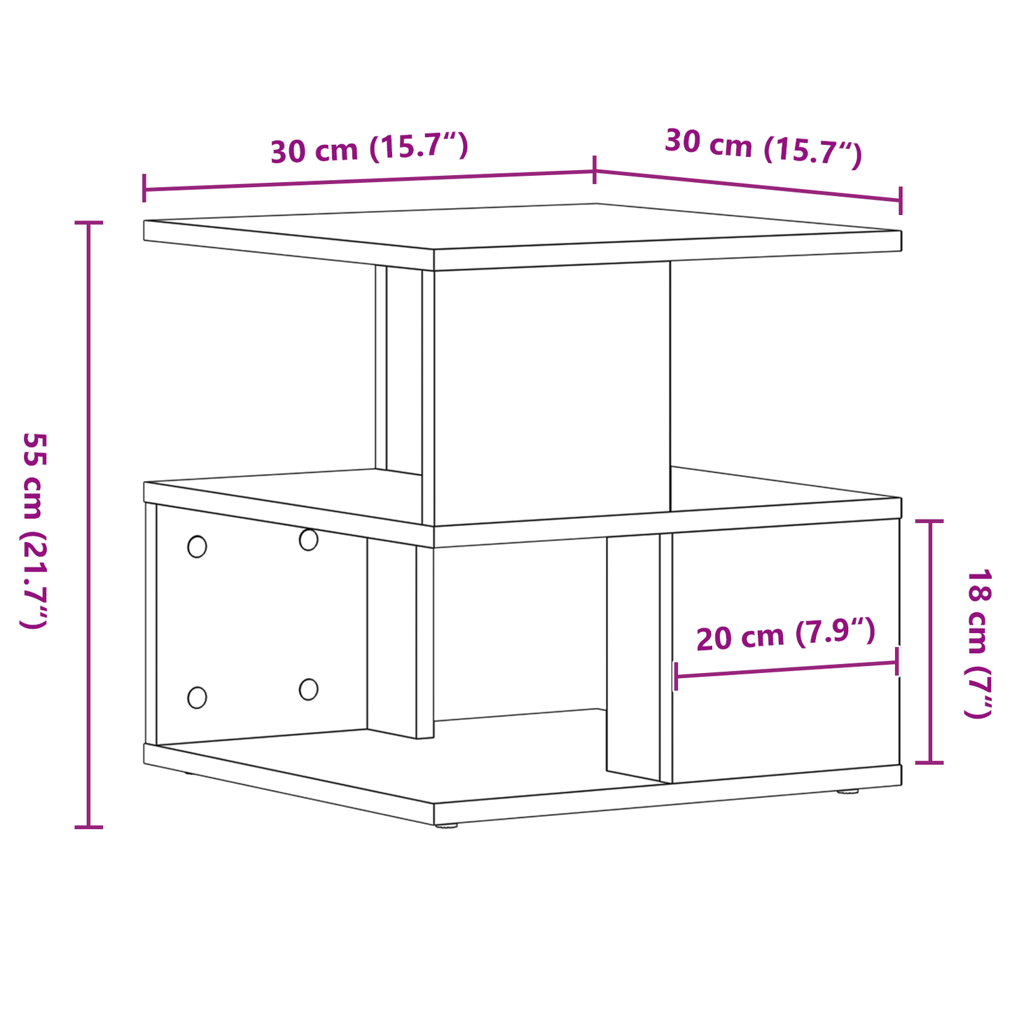 Artisan Sidebord I Eg 40X40X40 Cm - Konstrueret Træ