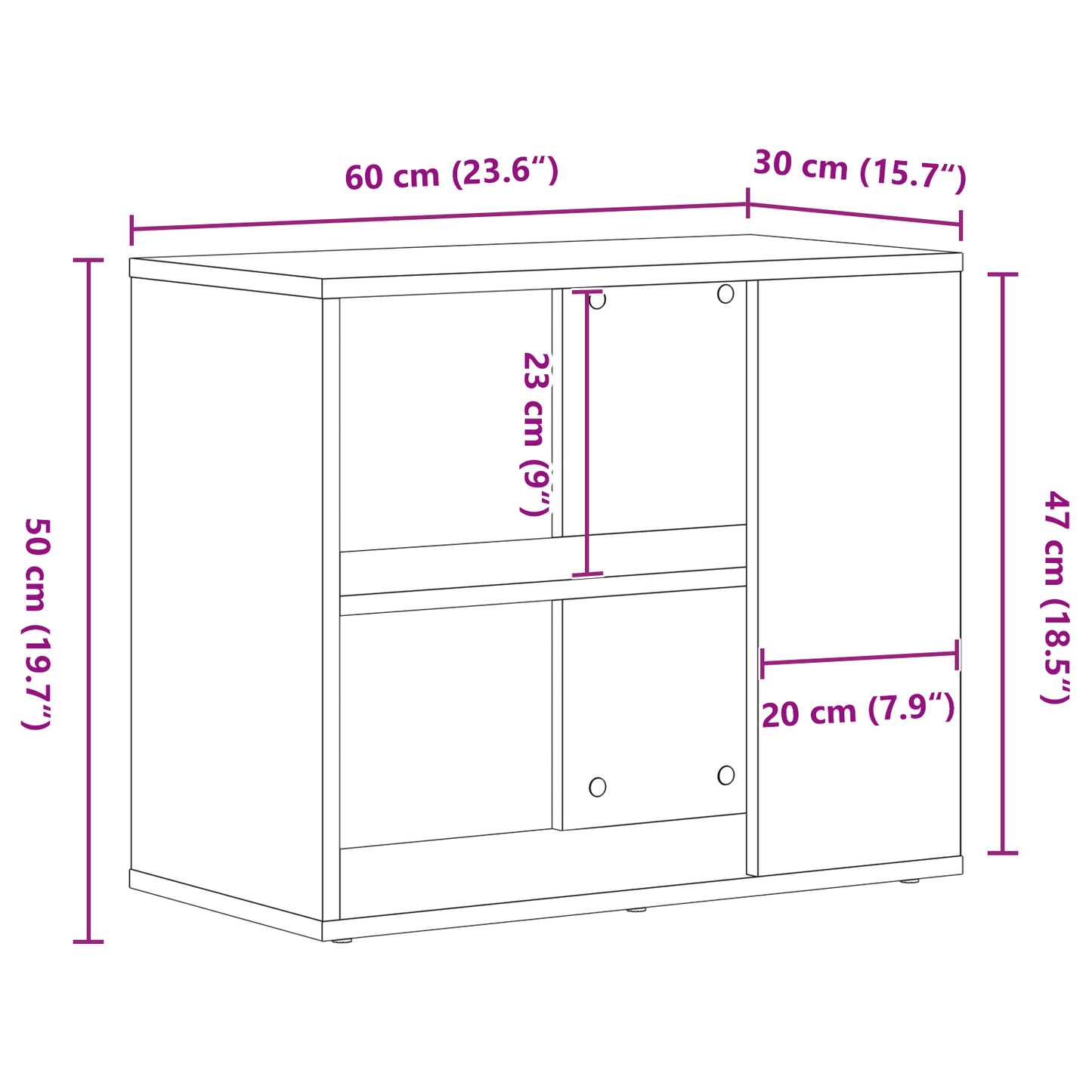 Sideboard Sort 60 X 30 X 50 Cm Konstrueret Træ