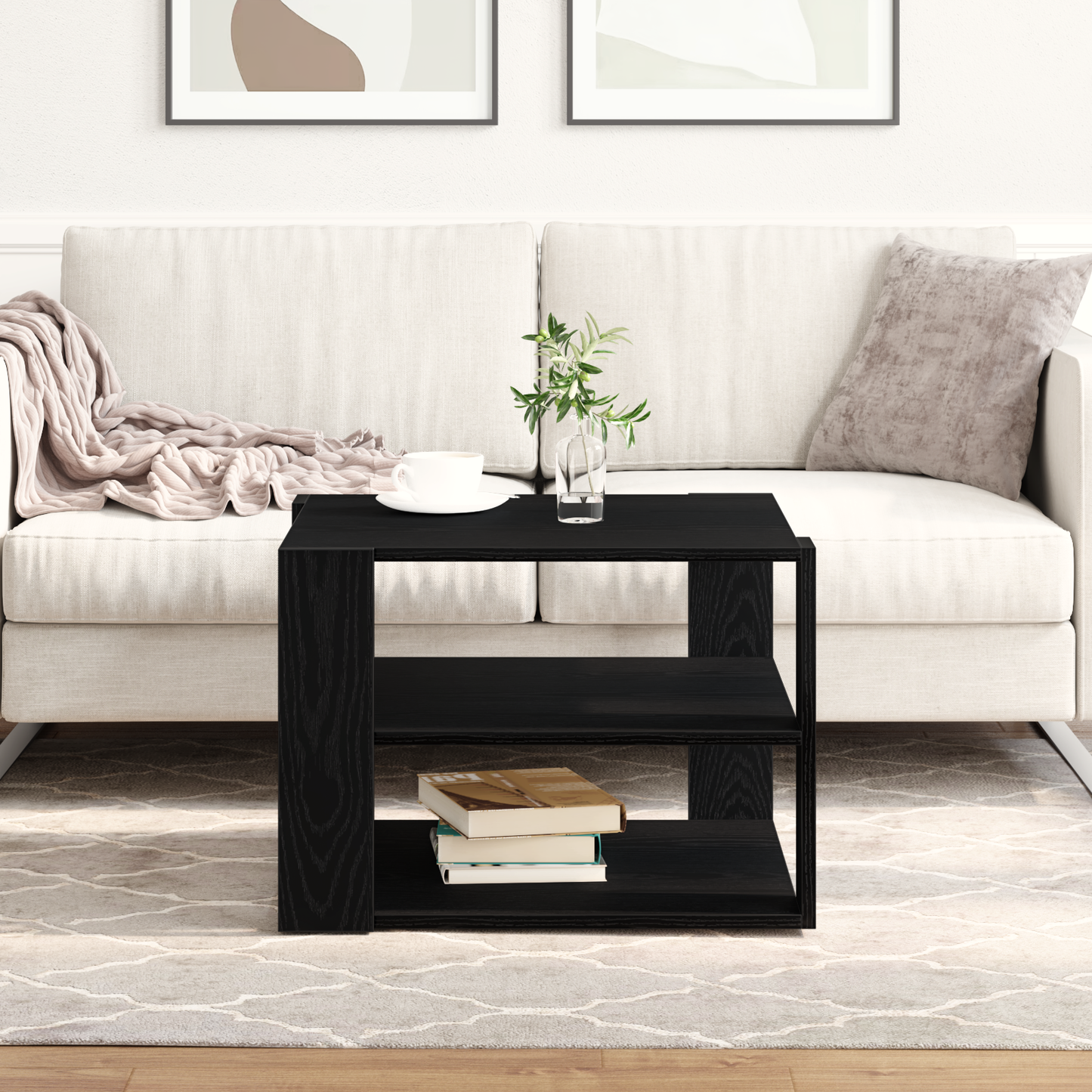 Sofabord Sort Eg 59,5X59,5X40 Cm Konstrueret Træ