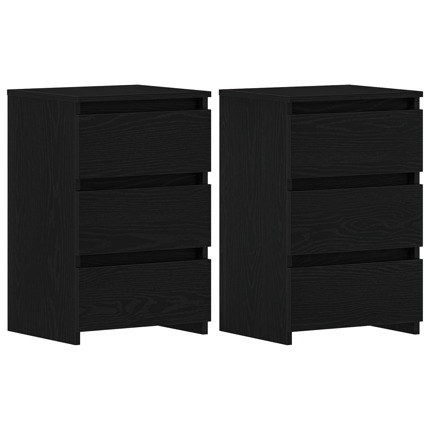 Sengeborde 2 Stk Sort Eg 40X35X62,5 Cm Konstrueret Træ