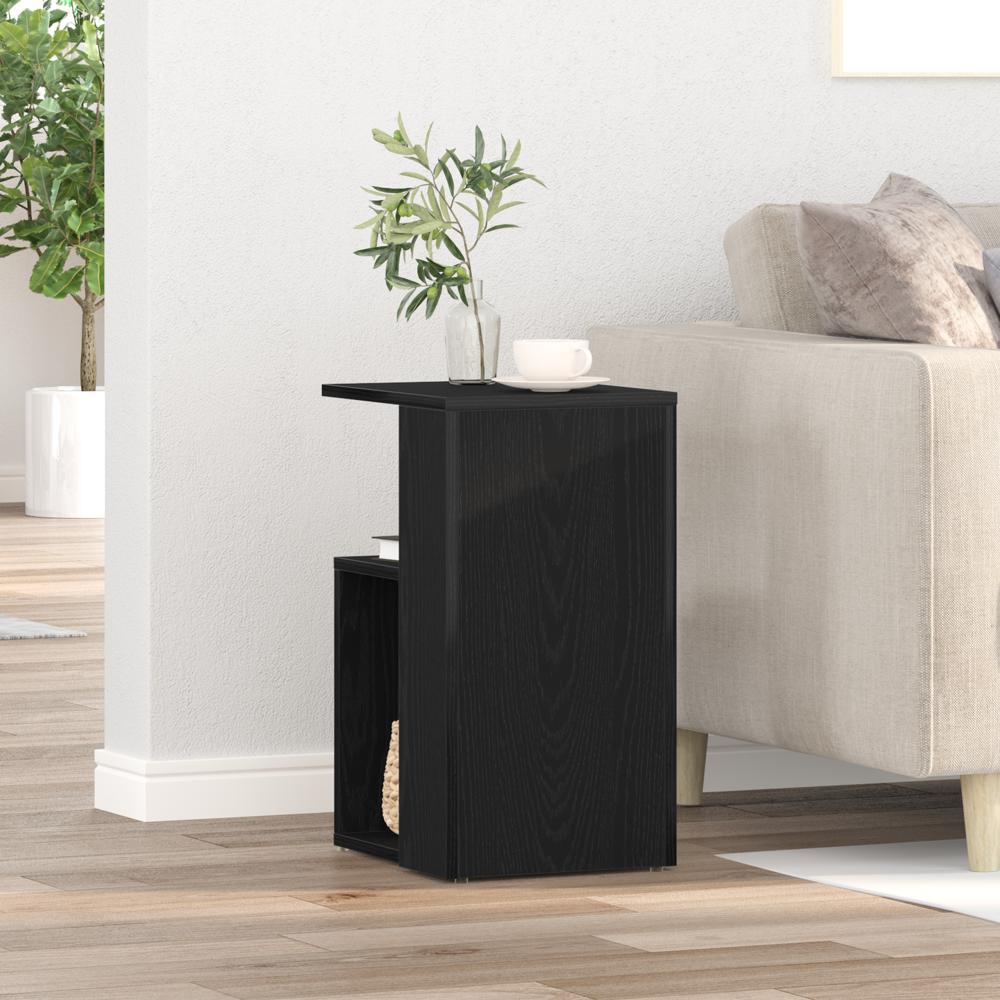 Sidebord Sort Eg 36X30X56 Cm Konstrueret Træ