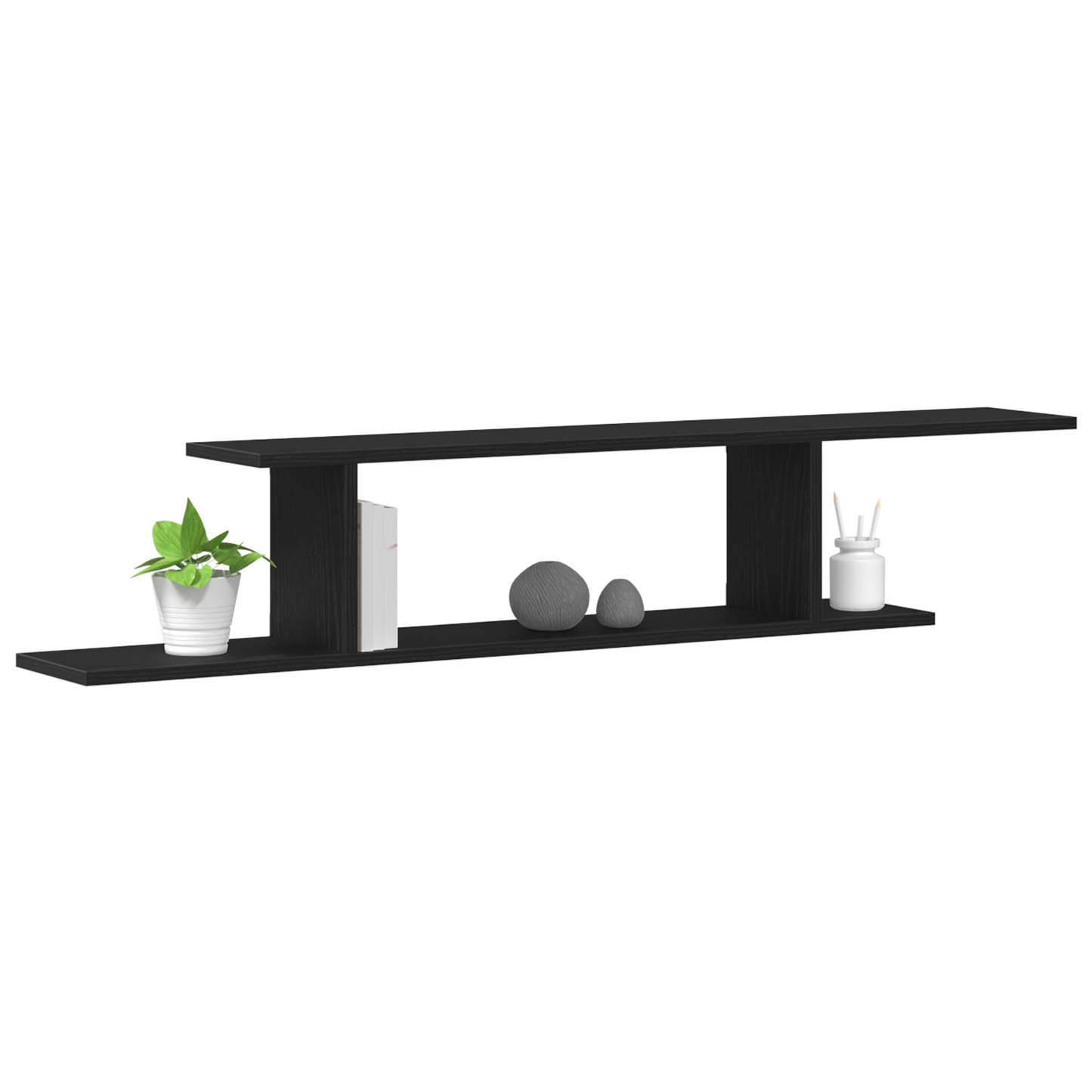 Tv-Hylde Sort Eg 125X18X23 Cm Bygget I Træ