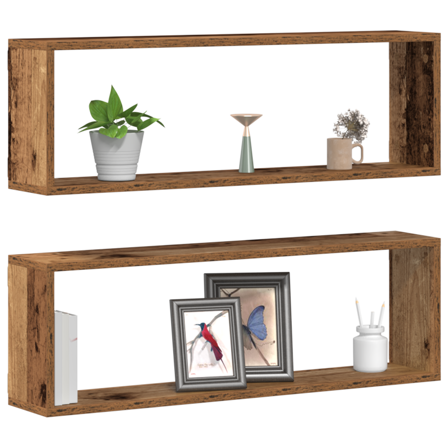 Væghylder 2 Stk Gammelt Træ 80X15X26 Cm Konstrueret Træ