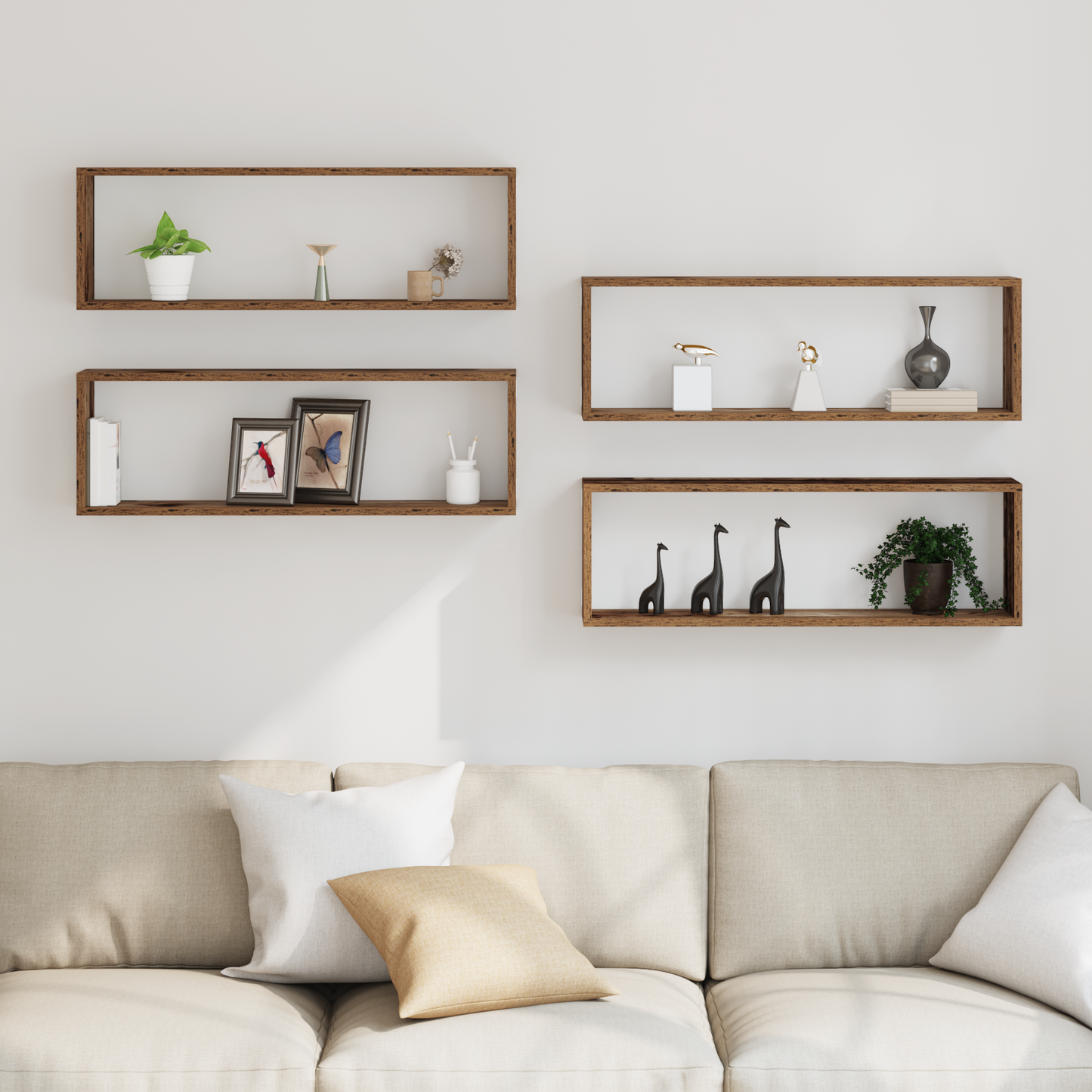 Væghylder 4 Stk Gammelt Træ 80X15X26 Cm Konstrueret Træ