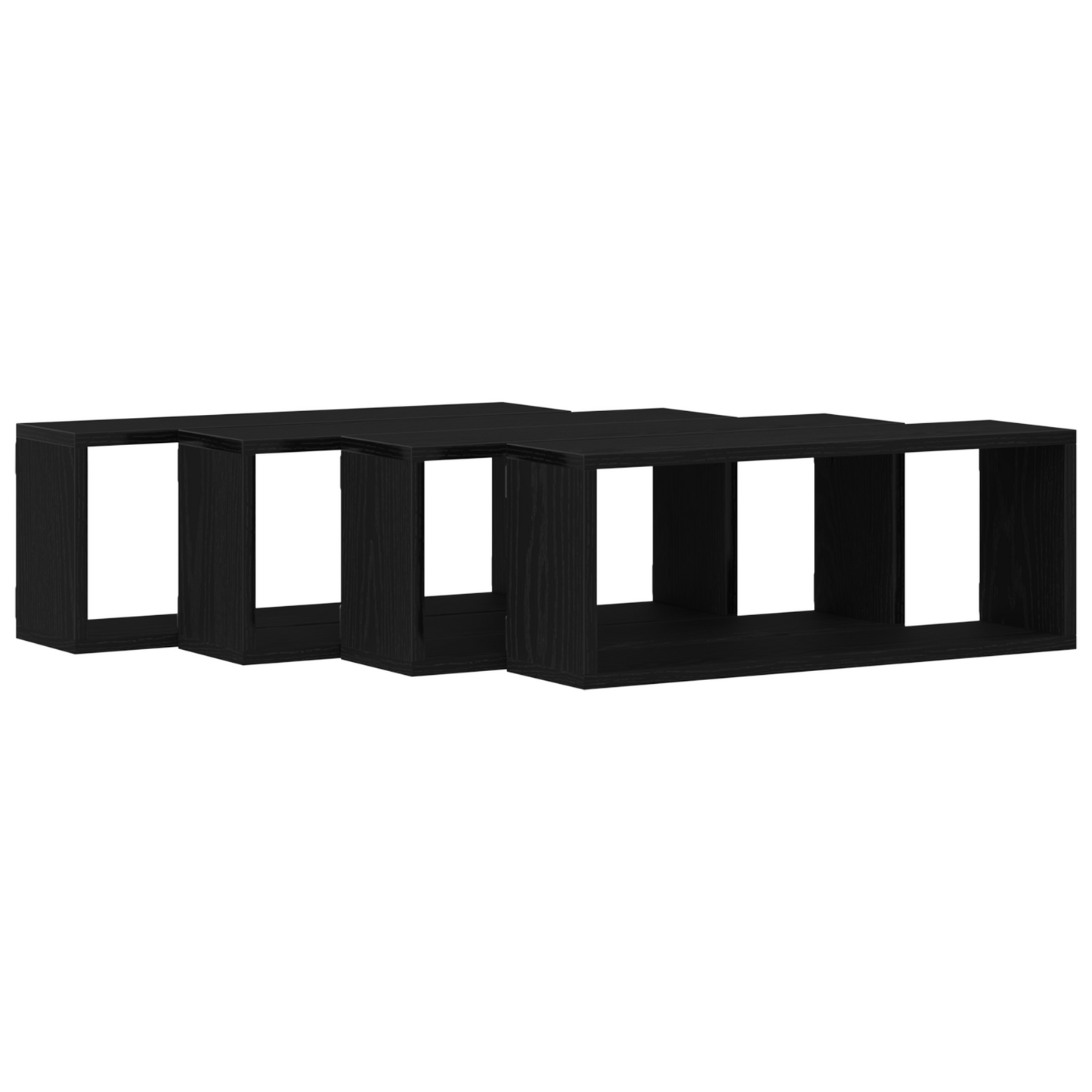 Væghylder Sæt Af 4 - Sort Eg - 60X15X23 Cm - Lavet Af Ingeniørtræ