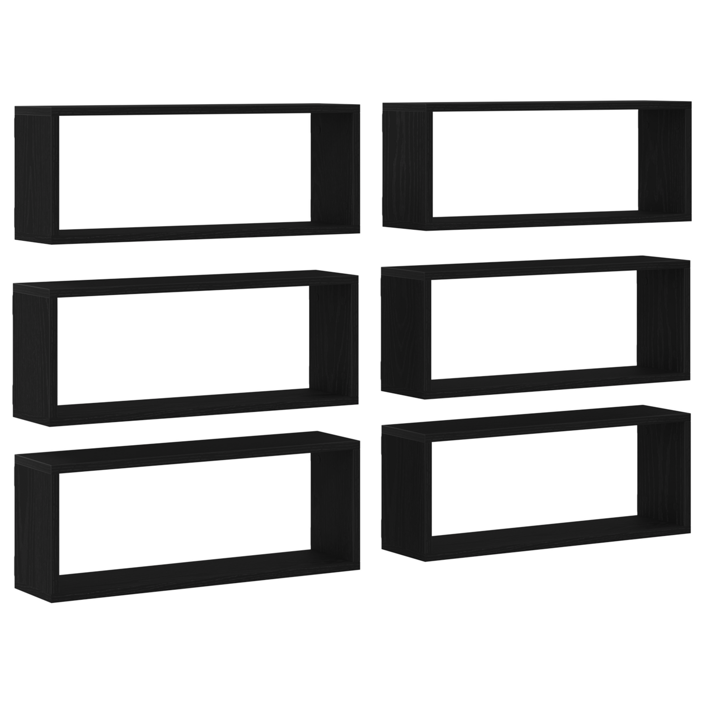 Væghylder 6 Stk Sort Eg 60X15X23 Cm Konstrueret Træ