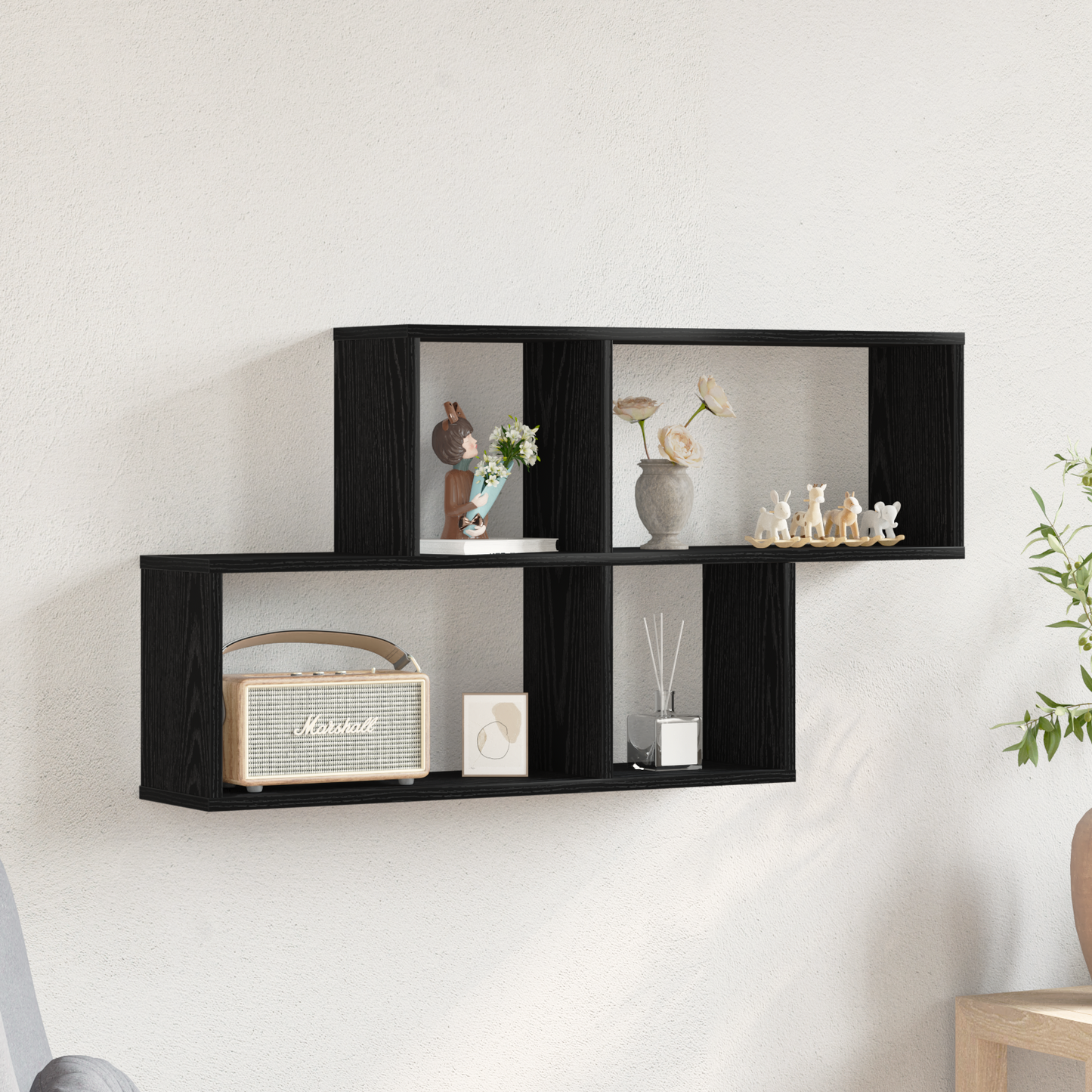 Sort Eg Vægskab 76X15X53 Cm Lavet Af Konstrueret Træ