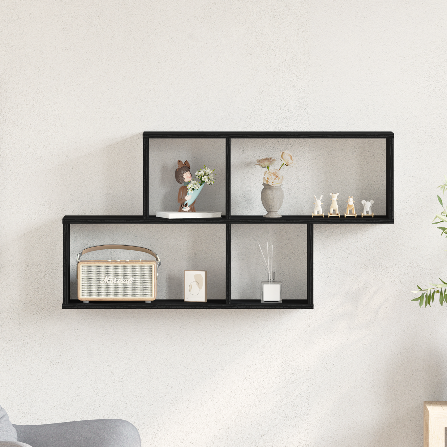 Sort Eg Vægskab 76X15X53 Cm Lavet Af Konstrueret Træ
