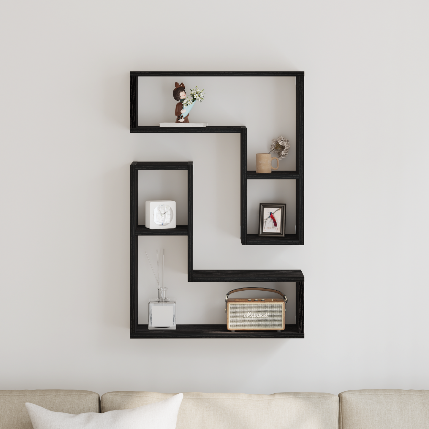 Væghylder 2 Stk Sort Eg 50X15X85 Cm Ingeniørtræ