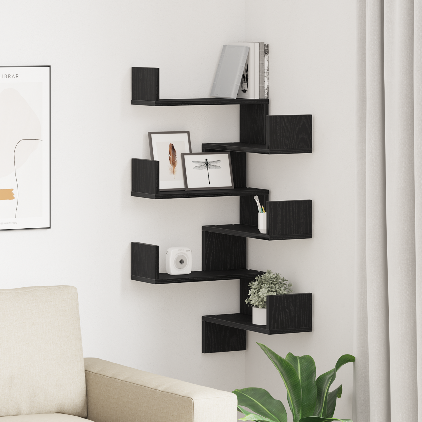 Væghylder 2 Stk Sort Eg 40X40X49,5 Cm Bygget Af Træ