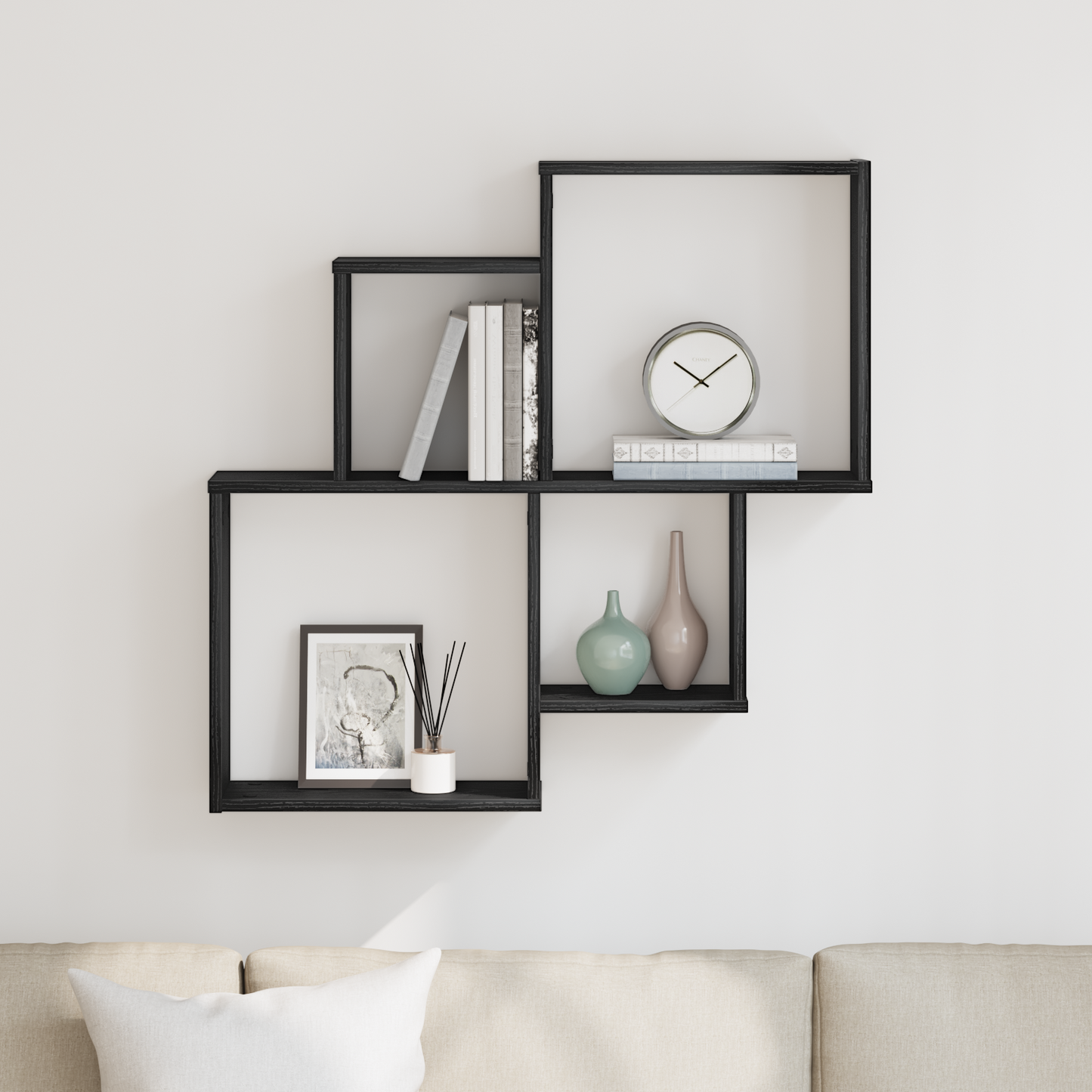Vægskab I Sort Egetræ 80X15X78,5 Cm - Bygget I Træ