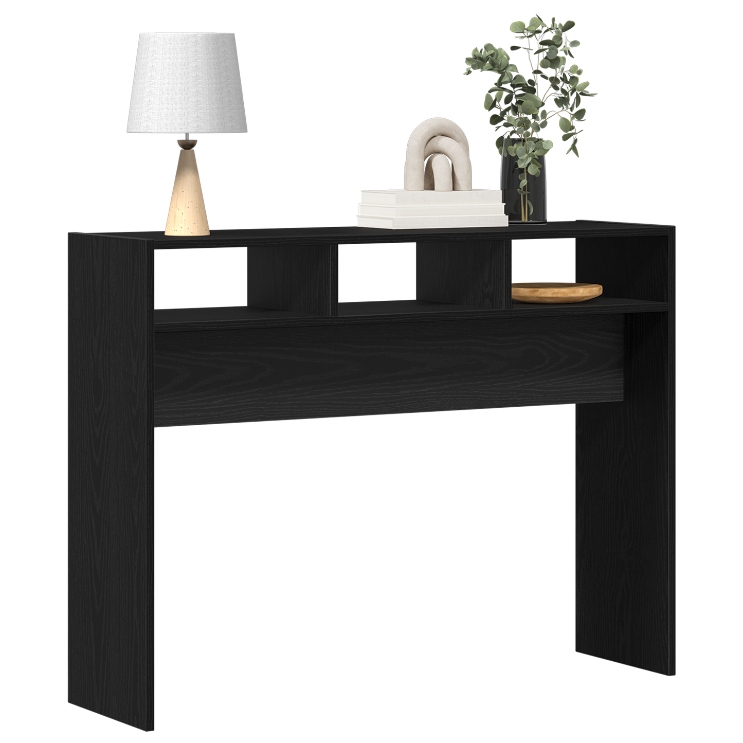 Konsolbord I Sort Eg 105X30X80 Cm Ingeniørtræ