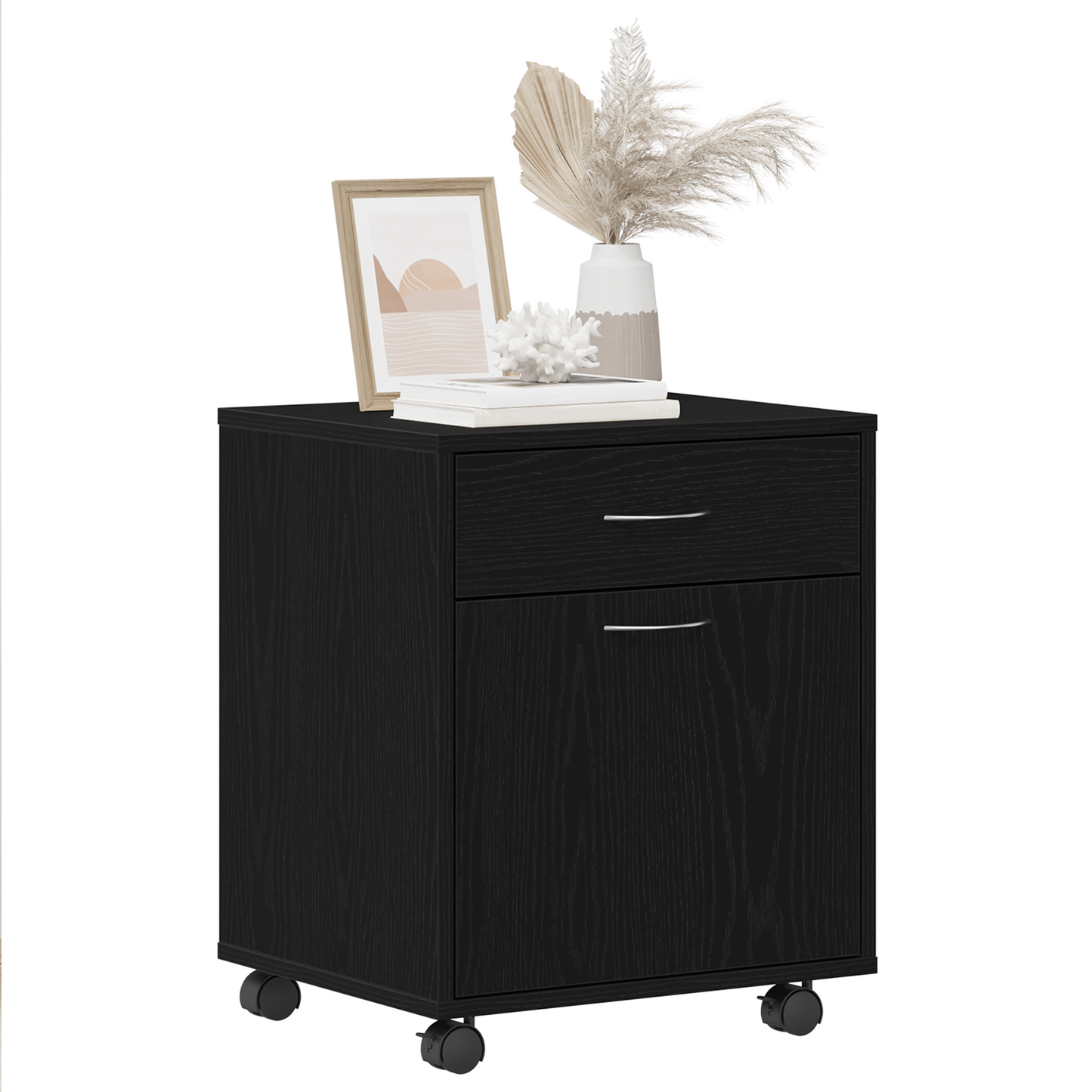 Rullekabinet I Sort Eg 45X38X54 Cm - Bygget I Træ