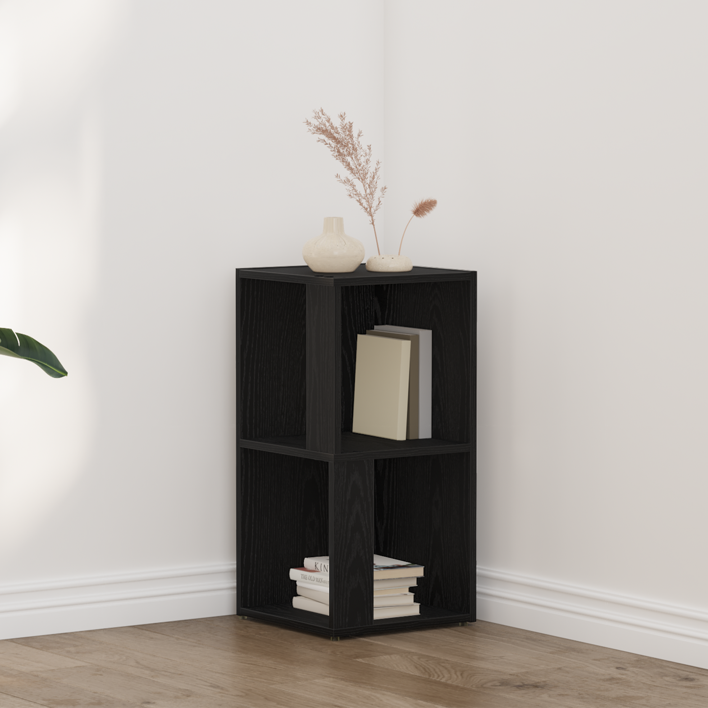 Hjørneskab Sort Eg 33X33X67 Cm Konstrueret Træ