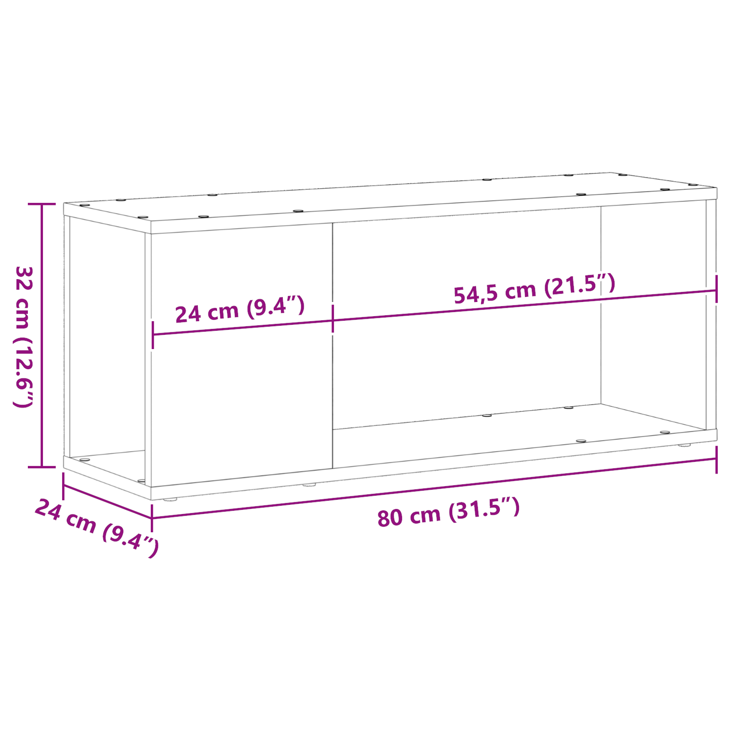 Underholdningscenter Sort 80 X 24 X 32 Cm Konstrueret Træ