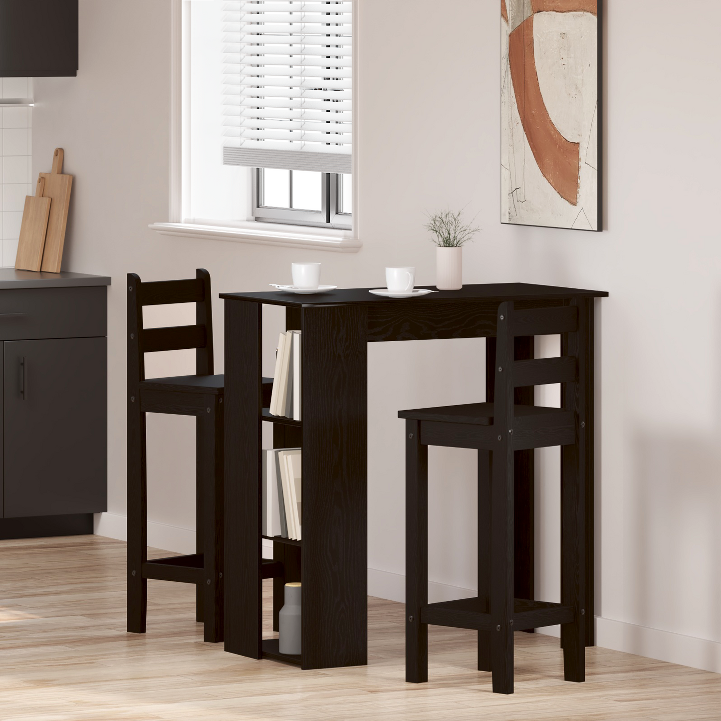 Barbord Med Hylde - Sort Eg, 102X50X103.5 Cm, Lavet Af Ingeniørtræ