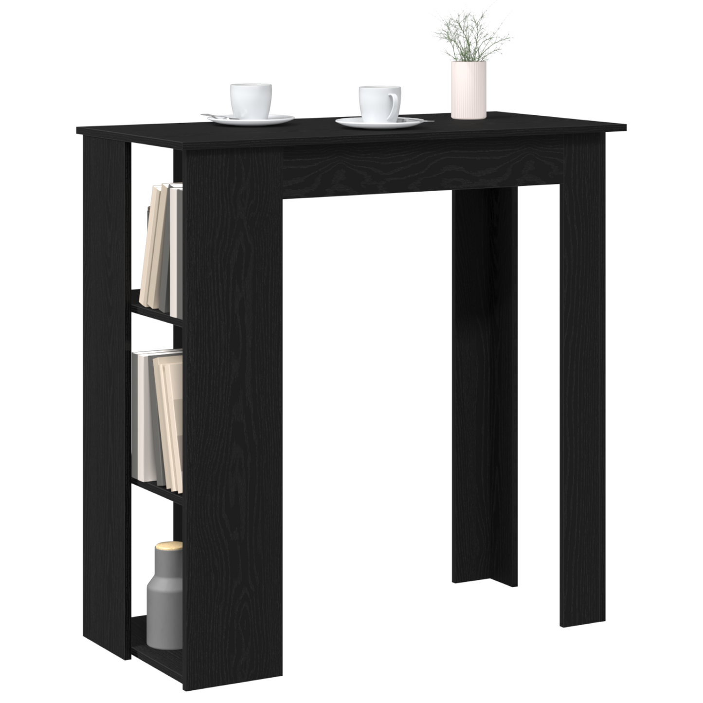 Barbord Med Hylde - Sort Eg, 102X50X103.5 Cm, Lavet Af Ingeniørtræ