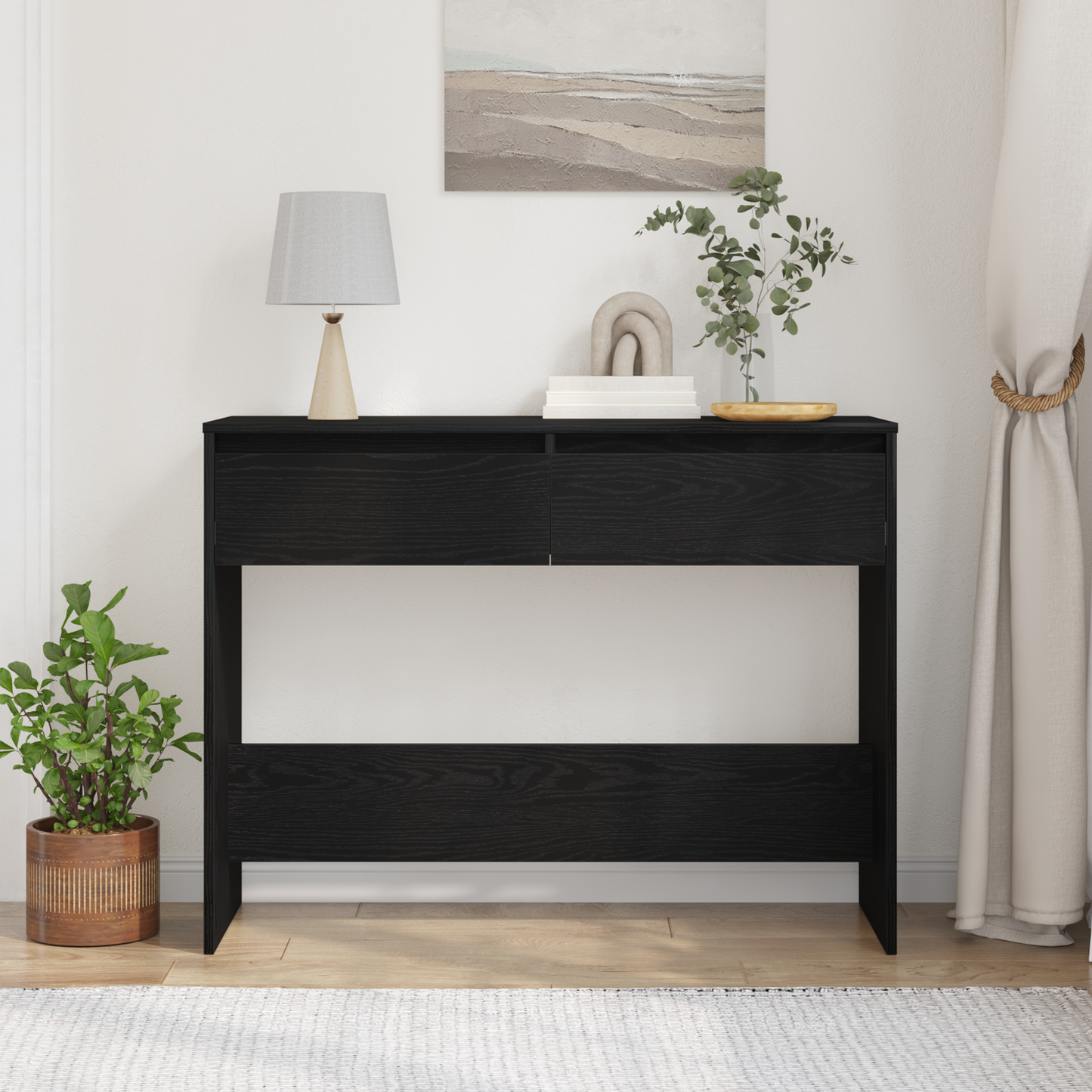 Sort Eg Konsolbord - 100X35X76.5 Cm - Konstrueret Træ