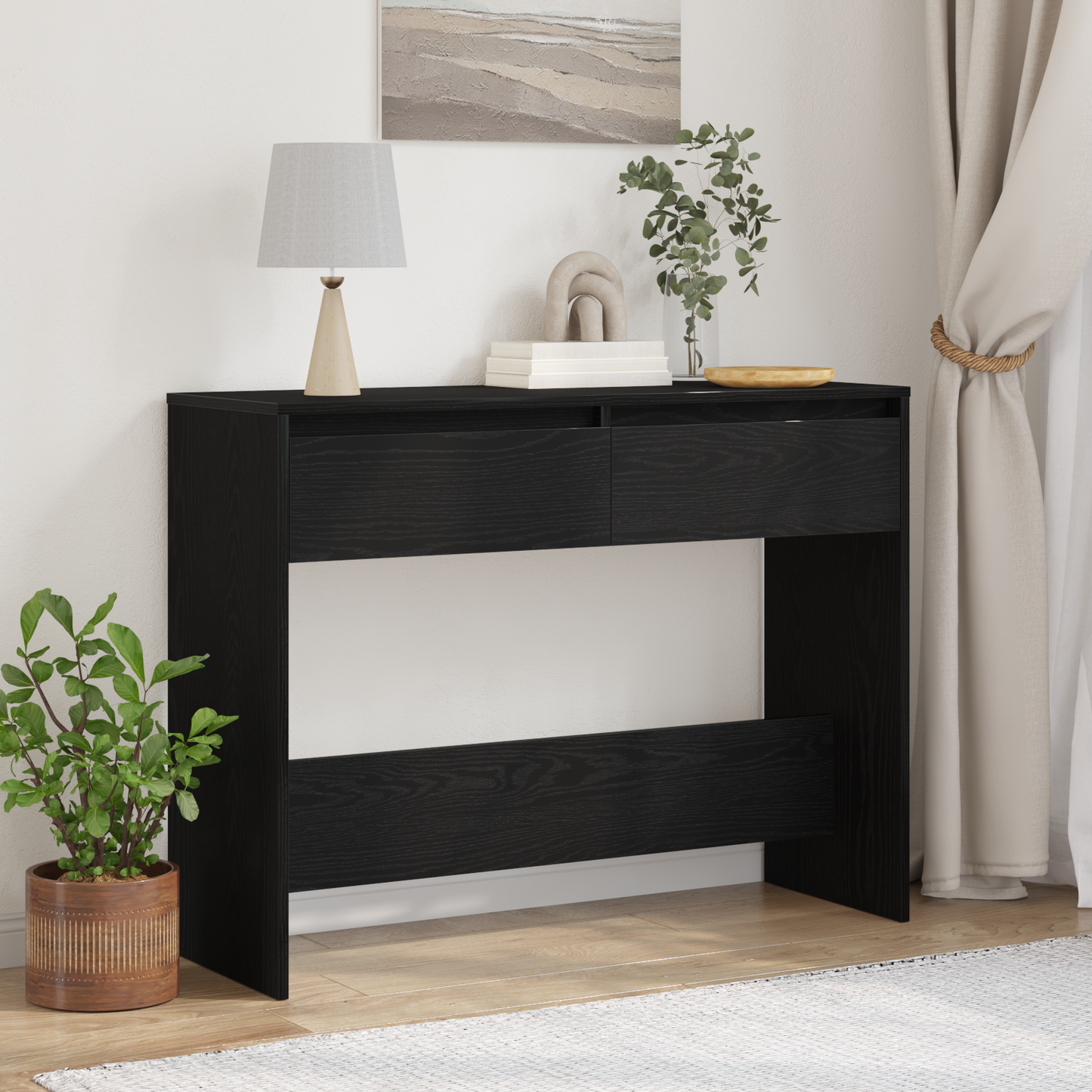 Sort Eg Konsolbord - 100X35X76.5 Cm - Konstrueret Træ