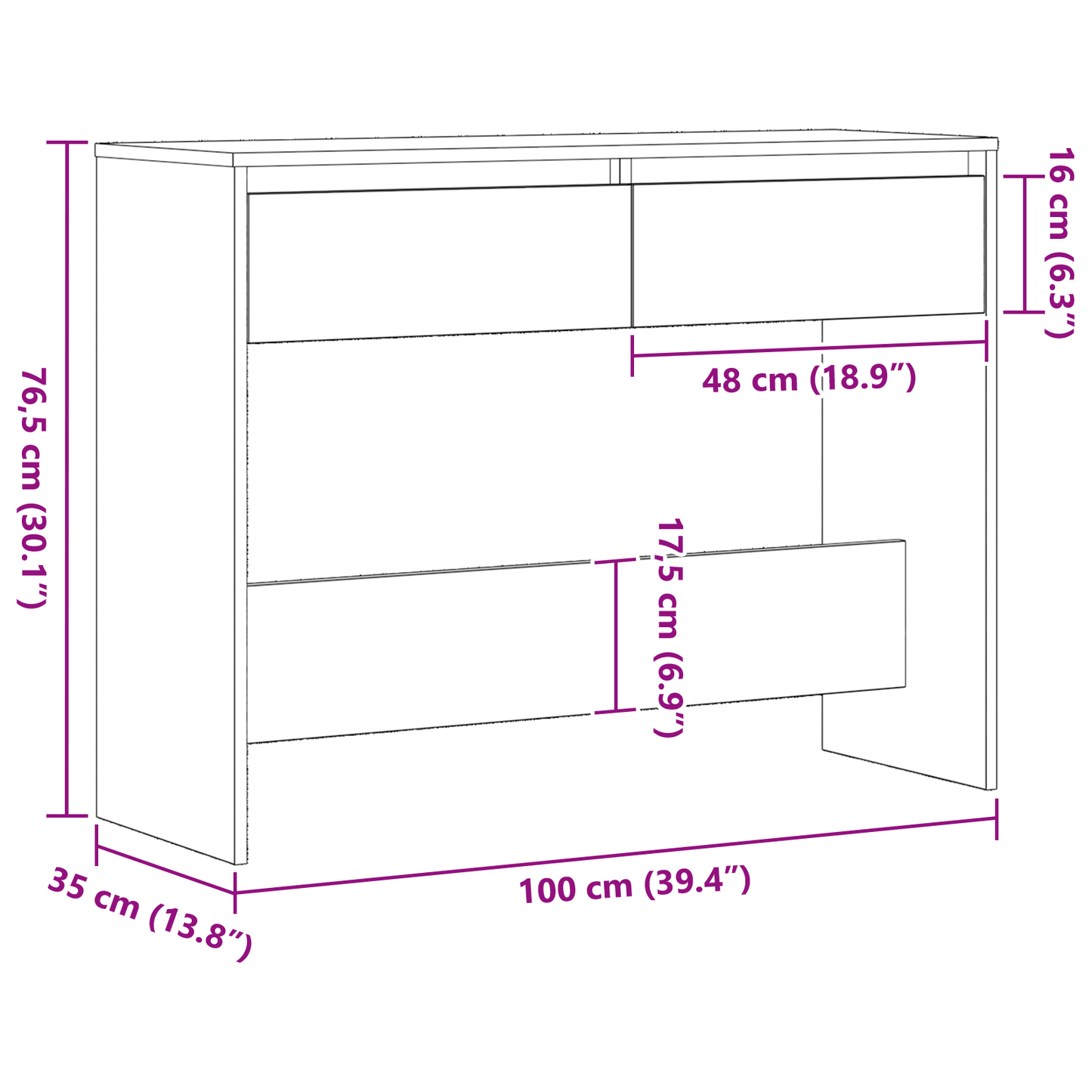 Sort Eg Konsolbord - 100X35X76.5 Cm - Konstrueret Træ