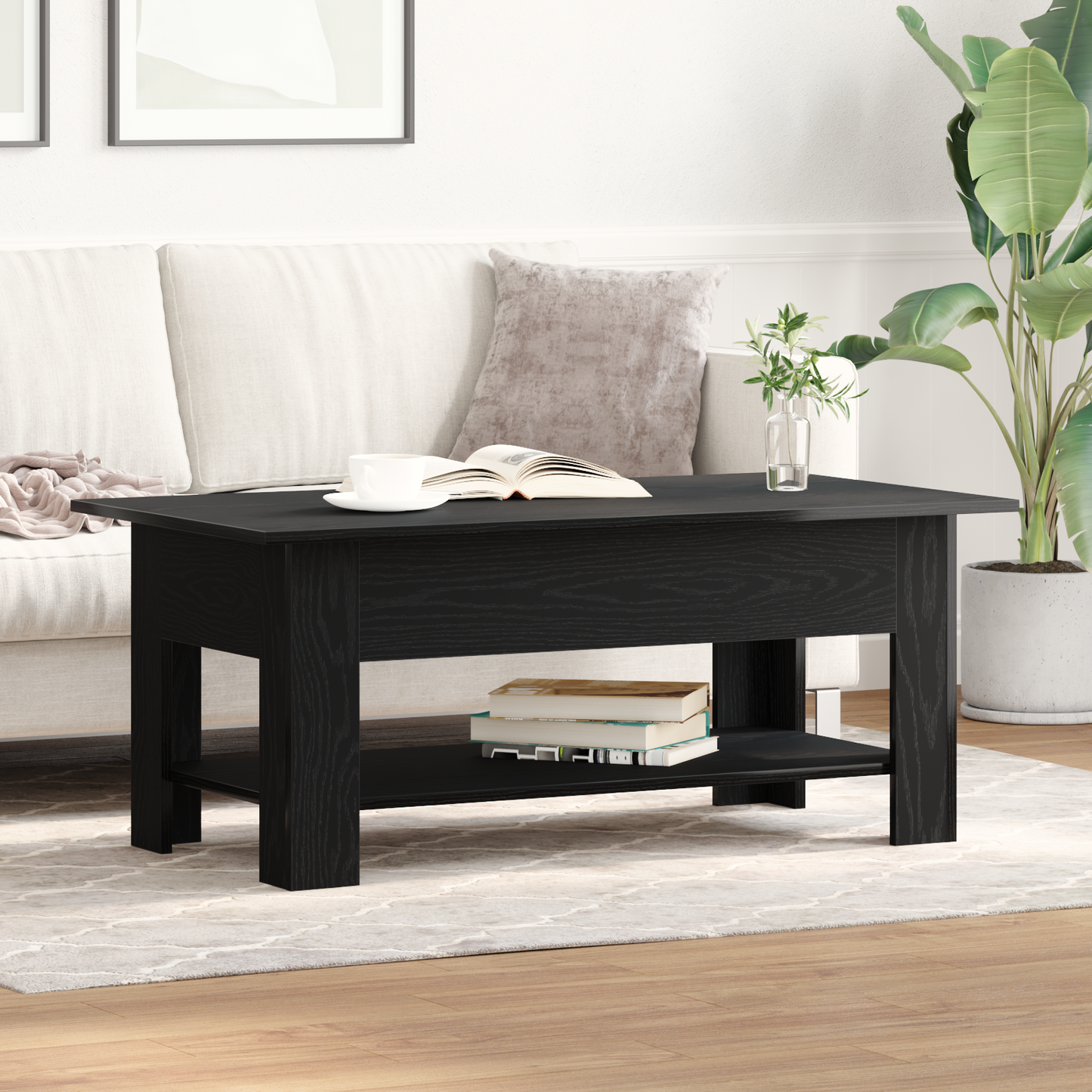 Sort Eg Kaffebord 102X55X42 Cm Lavet Af Træ