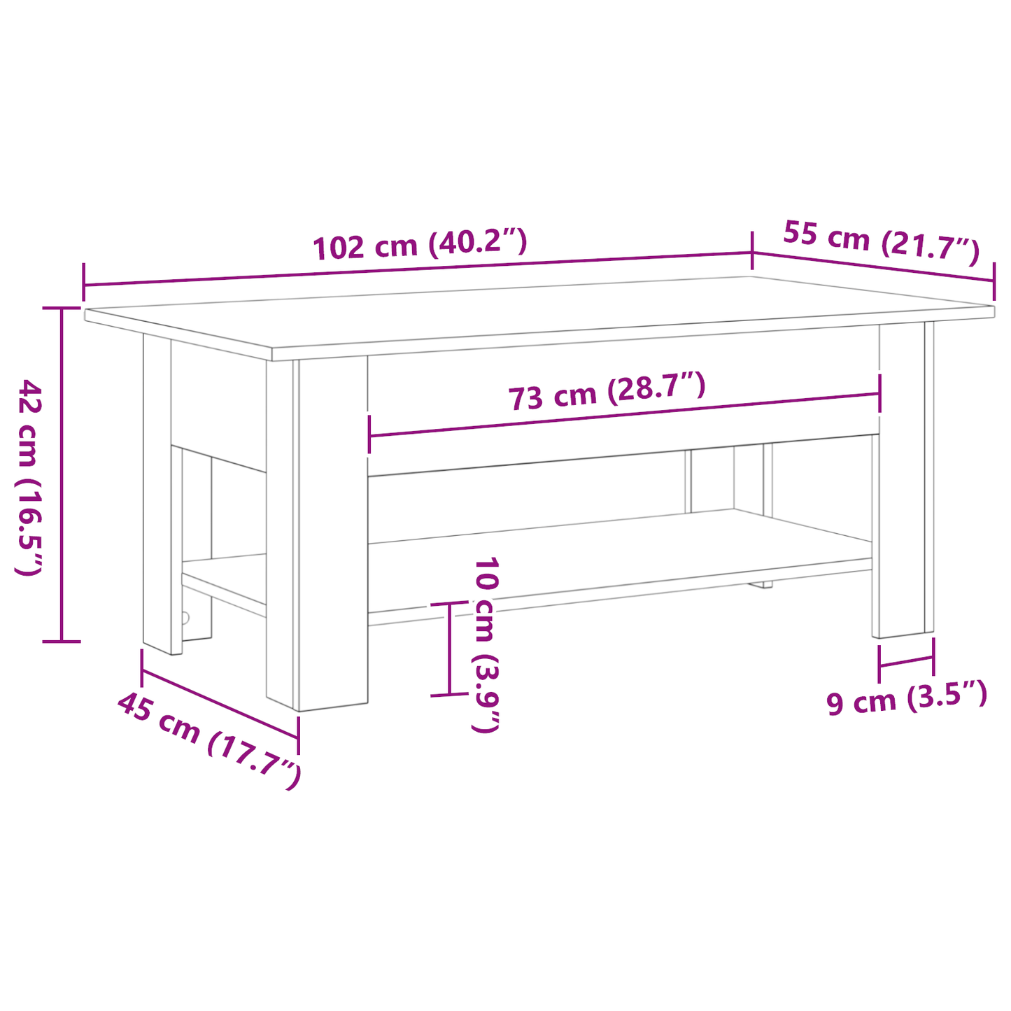 Sort Eg Kaffebord 102X55X42 Cm Lavet Af Træ