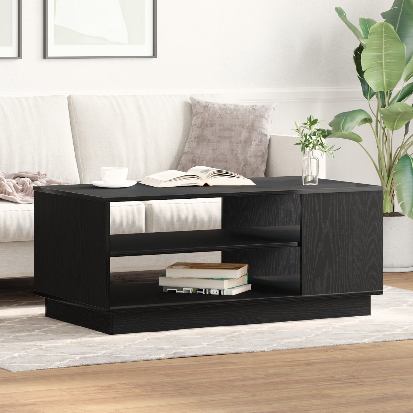 Sort Eg Sofabord 102X55X43 Cm Lavet Af Konstrueret Træ