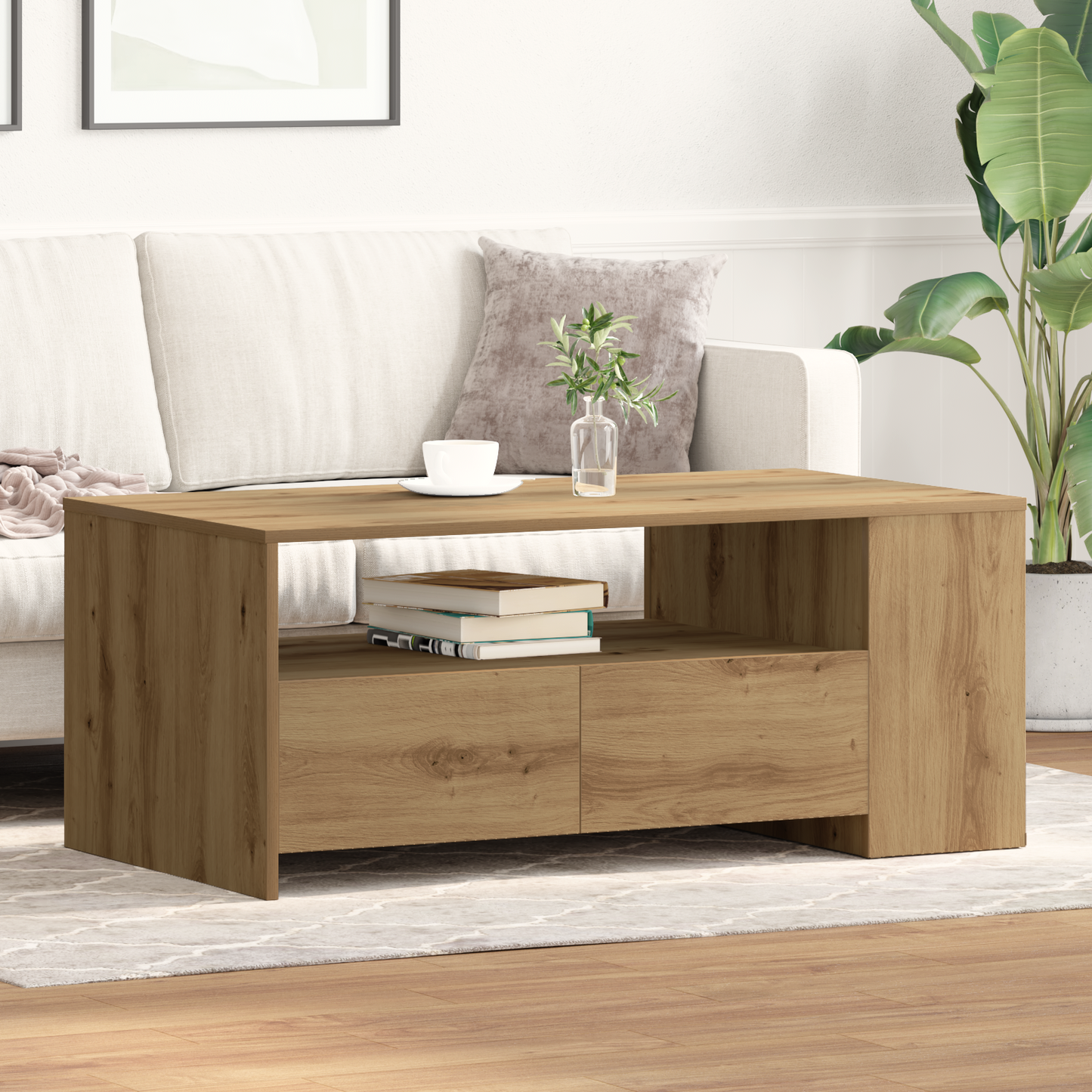Kaffebord - Artisan Eg - 102X55X43.5 Cm - Lavet Af Konstrueret Træ