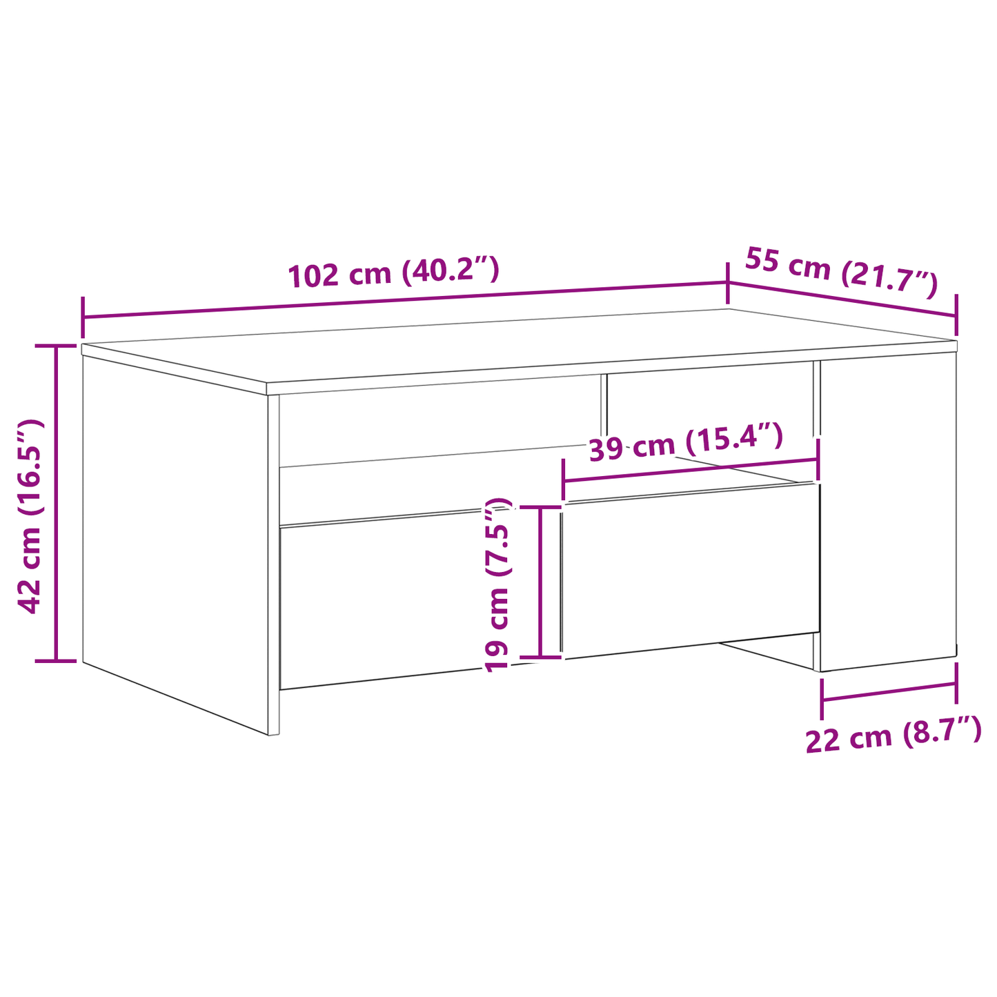 Sort Eg Kaffebord 102X55X43.5 Cm Fremstillet Af Sammenpresset Træ