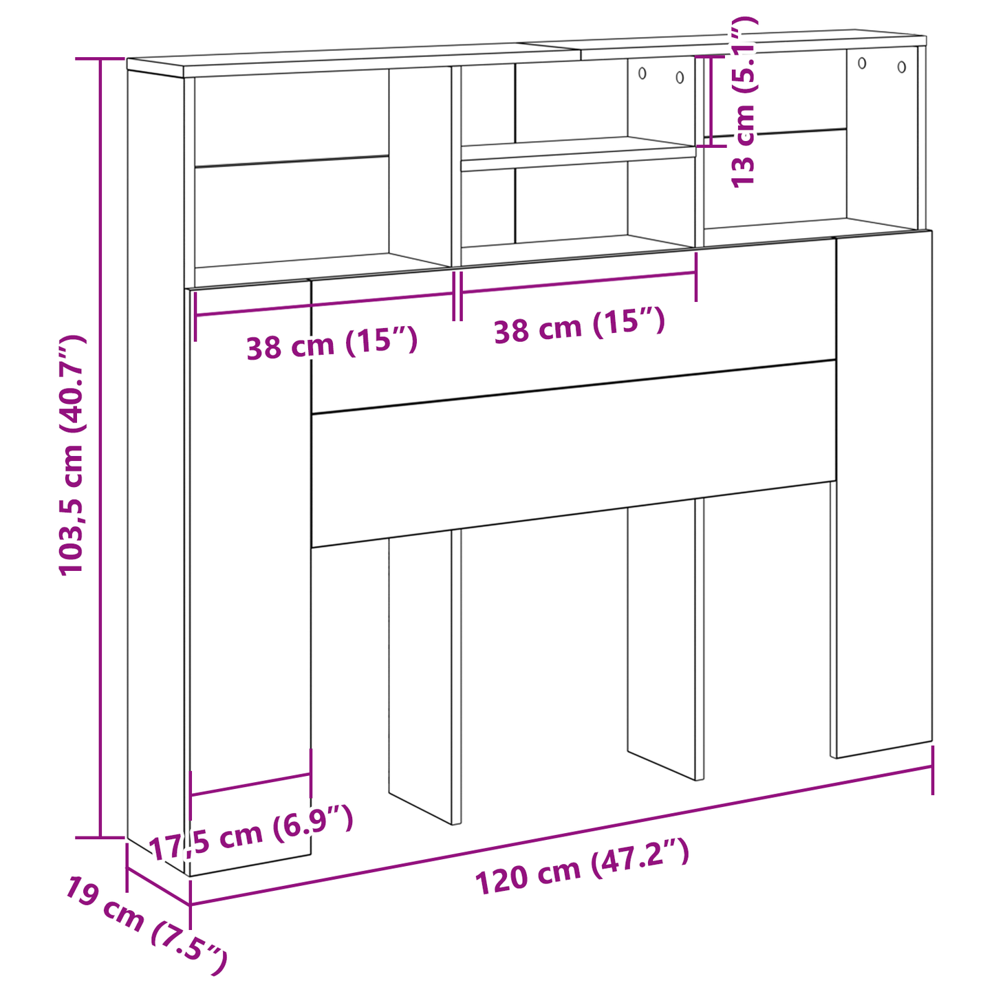 Hovedgærde Skab Sort Eg 120X19X103,5 Cm Konstrueret Træ