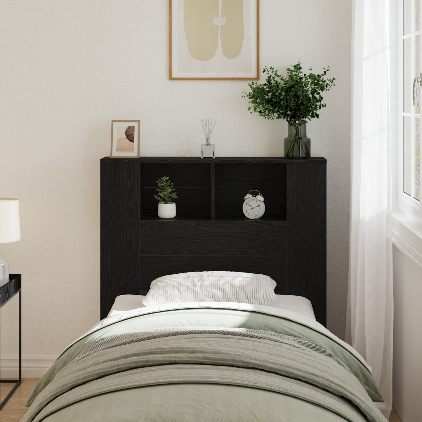 Hovedgærdet Skab Sort Eg 100X19X104,5 Cm Lavet Af Konstrueret Træ