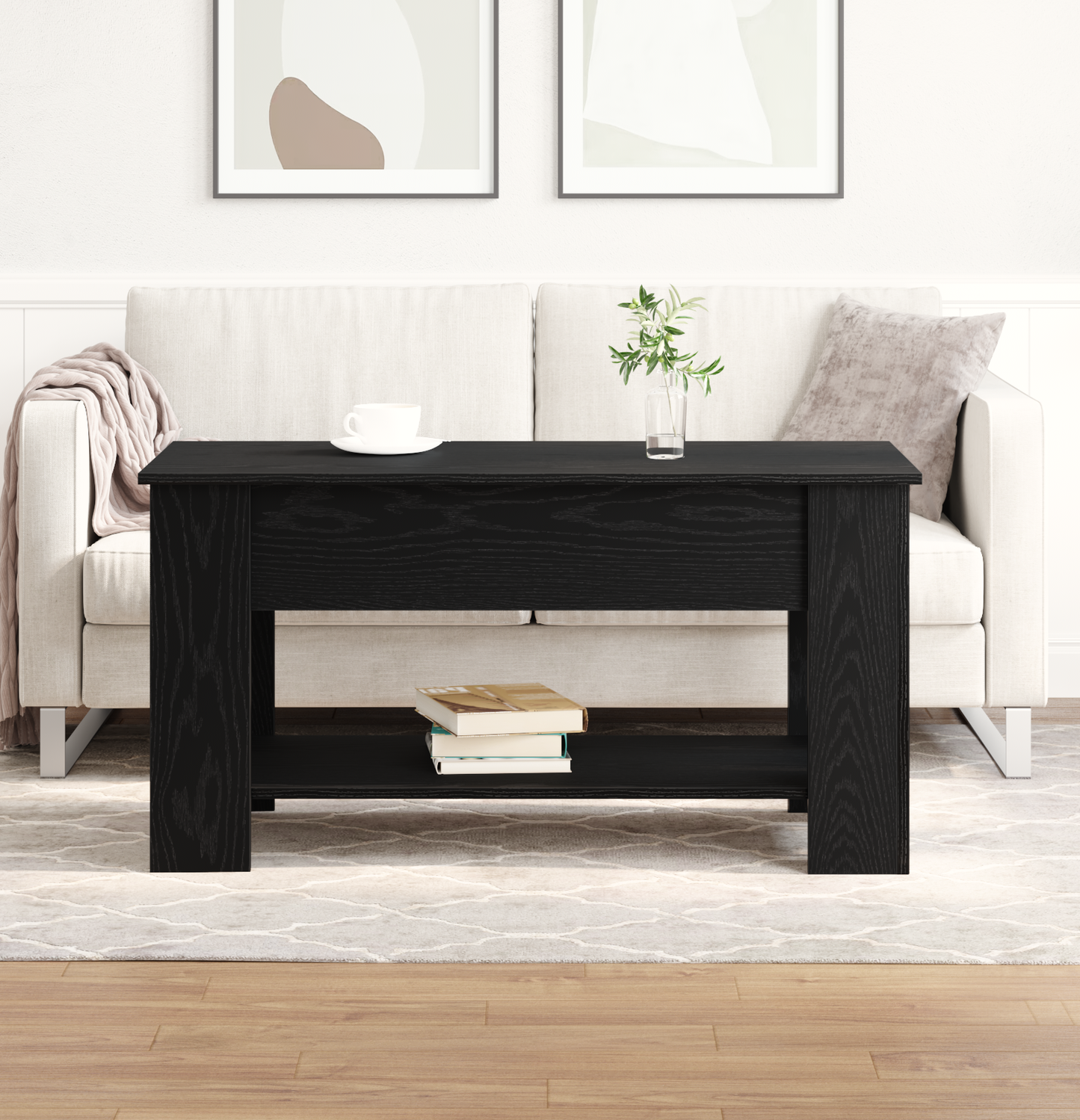 Sort Eg Kaffebord - 101X49X52 Cm Lavet Af Konstrueret Træ